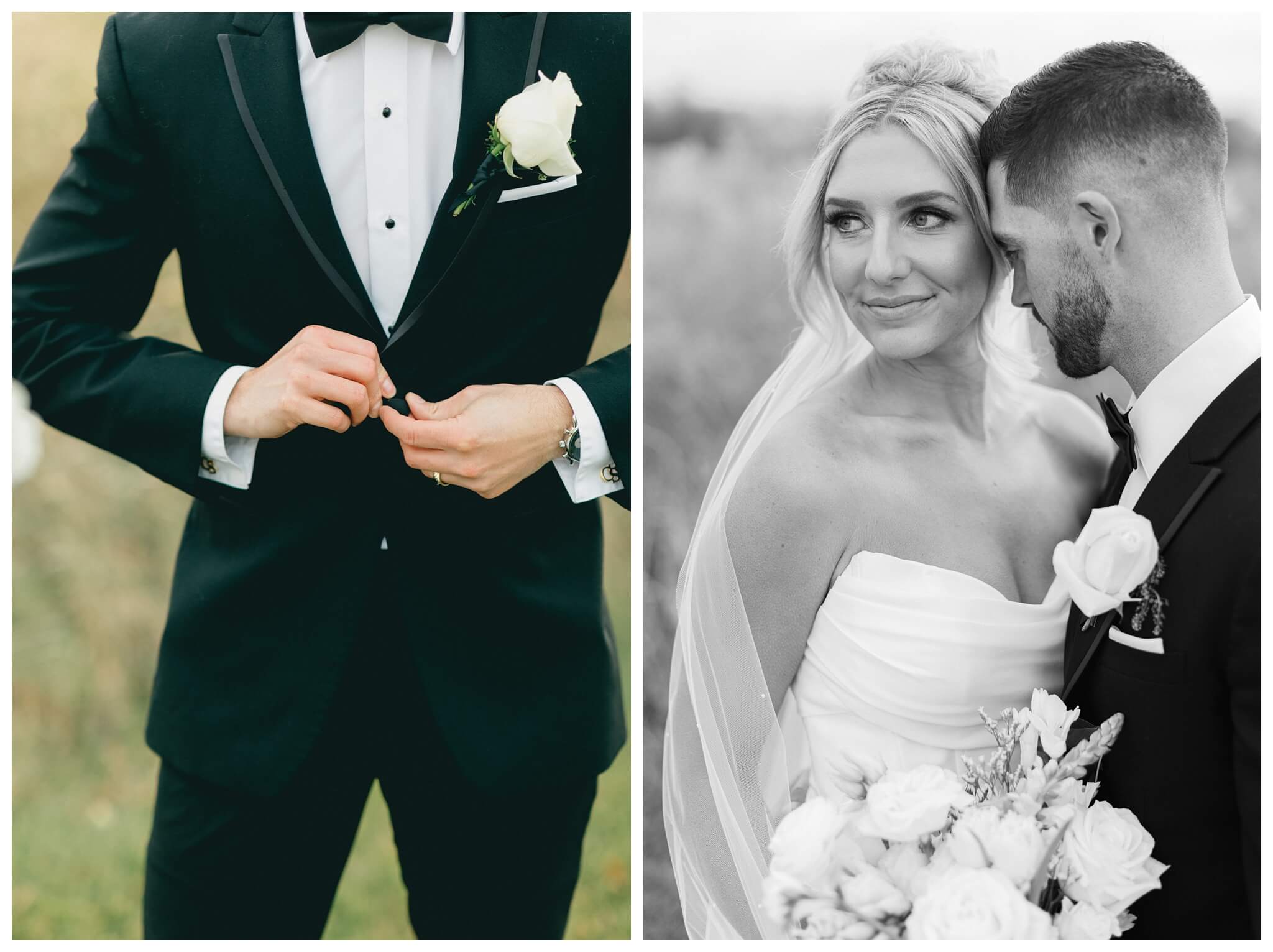 classy sophisticated black tie wedding at a white barn at Etre farms in michigan by josh and andrea photography