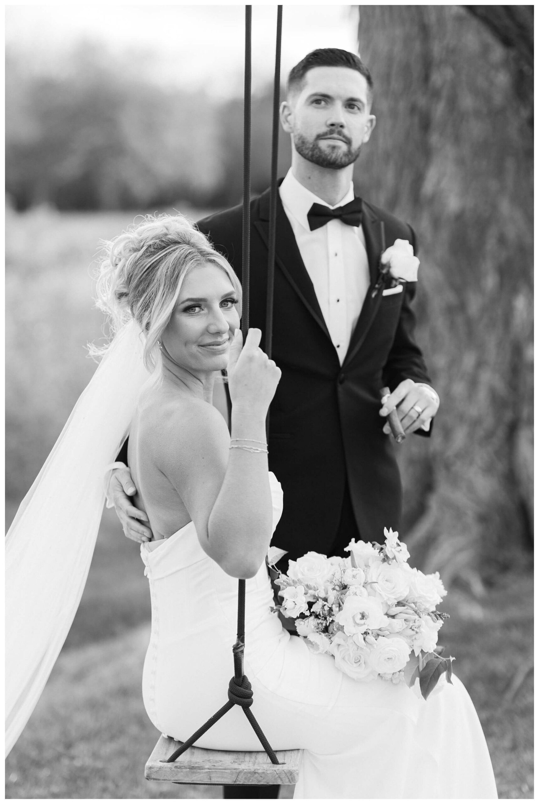 classy sophisticated black tie wedding at a white barn at Etre farms in michigan by josh and andrea photography