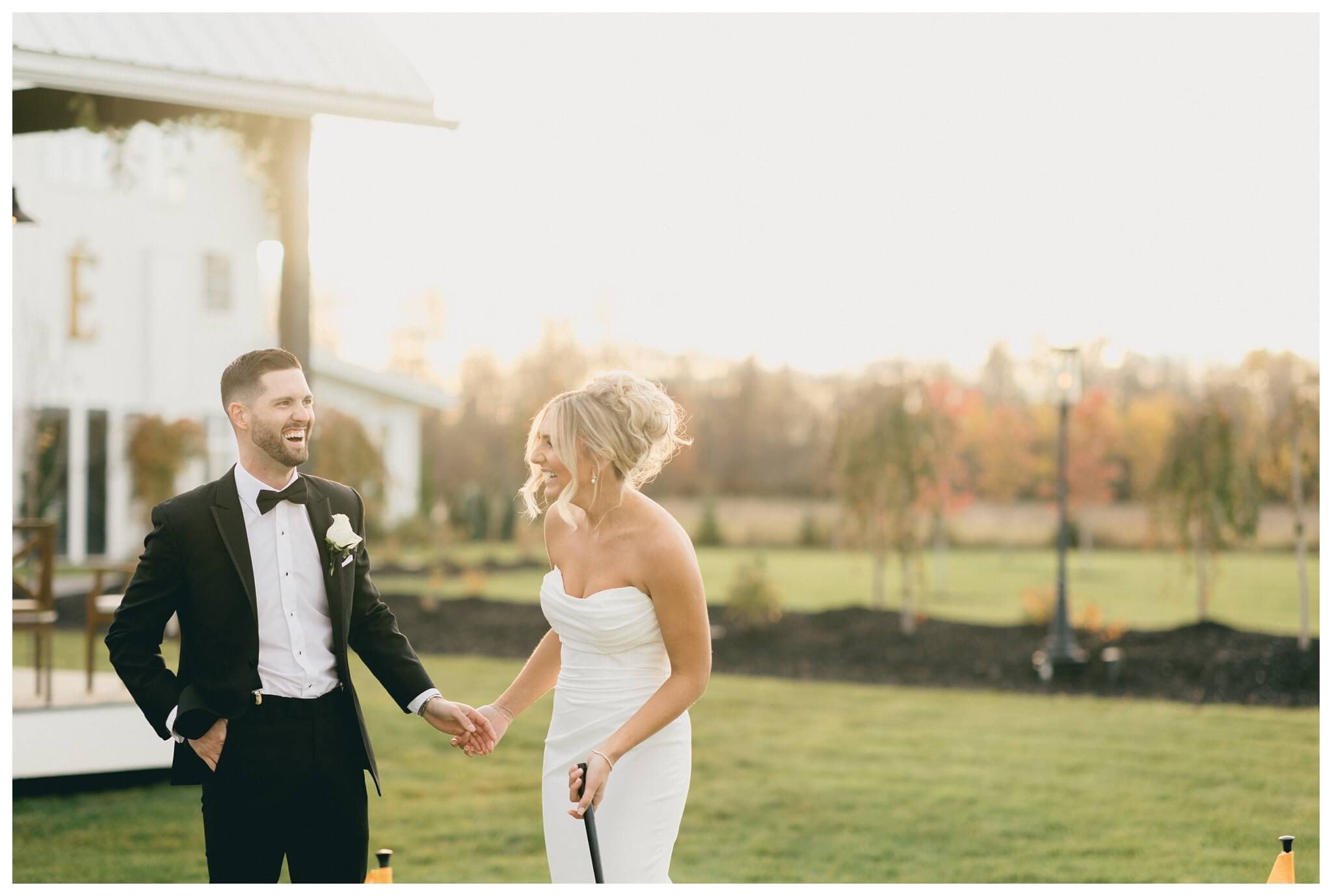 classy sophisticated black tie wedding at a white barn at Etre farms in michigan by josh and andrea photography