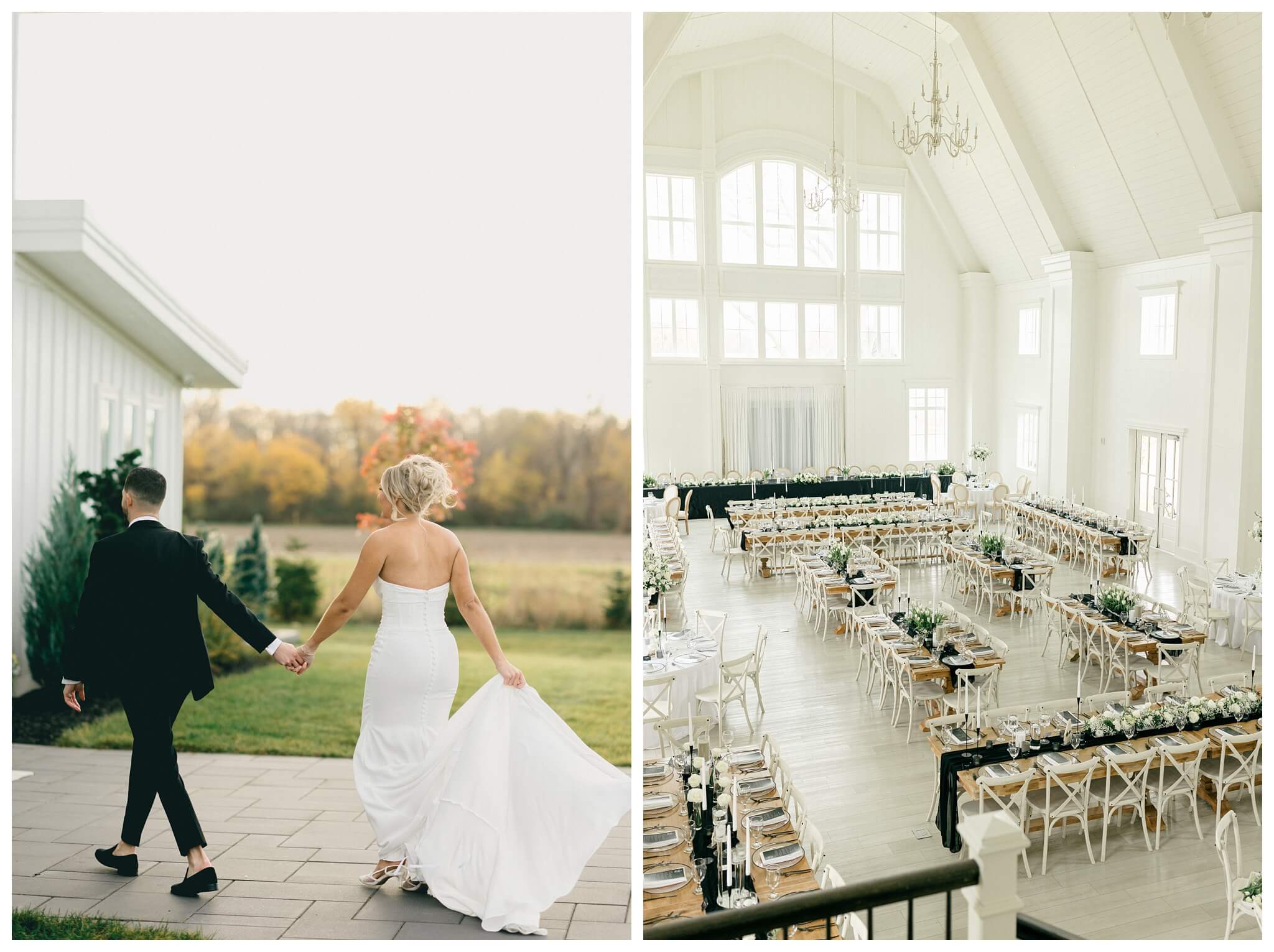 classy sophisticated black tie wedding at a white barn at Etre farms in michigan by josh and andrea photography