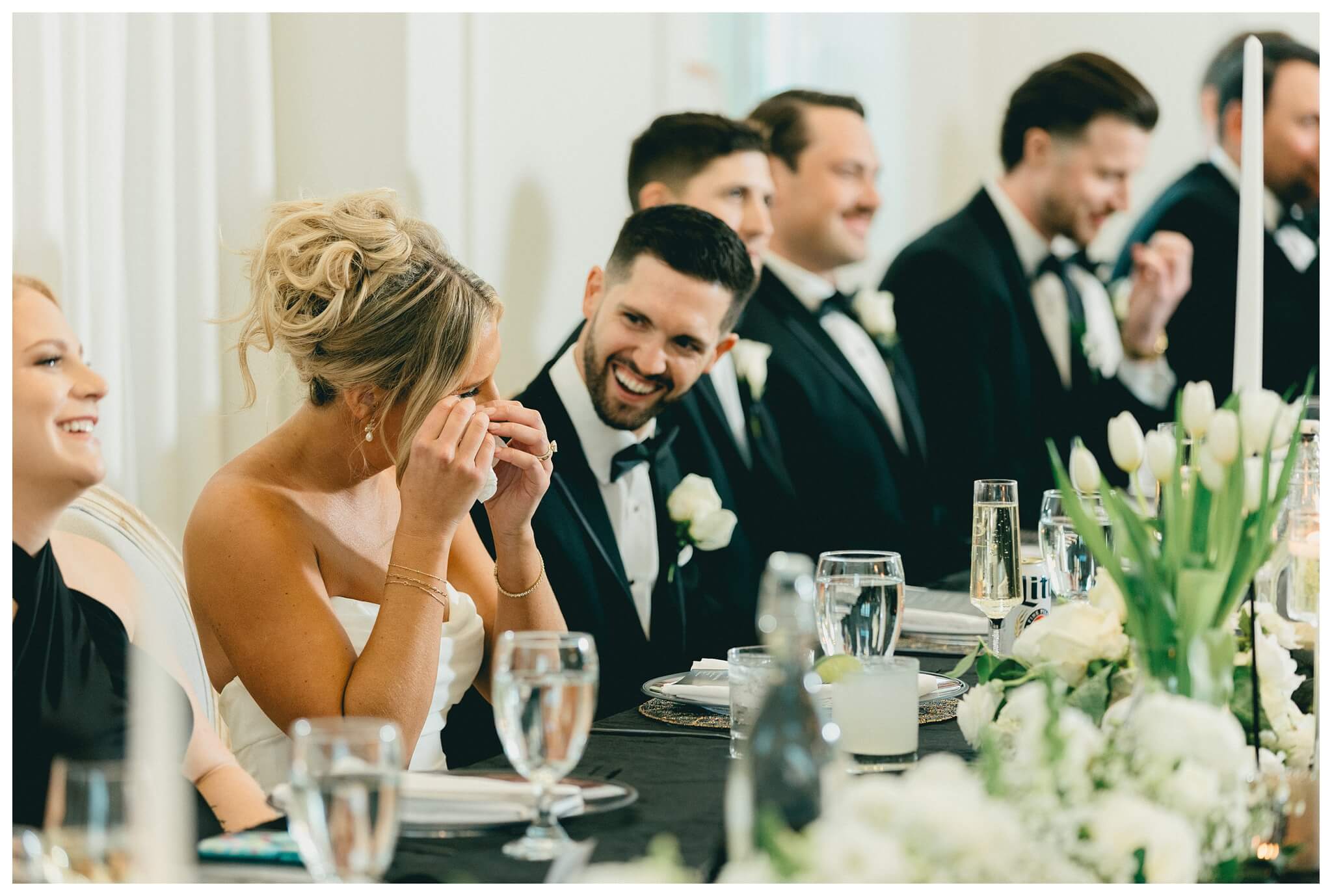 classy sophisticated black tie wedding at a white barn at Etre farms in michigan by josh and andrea photography