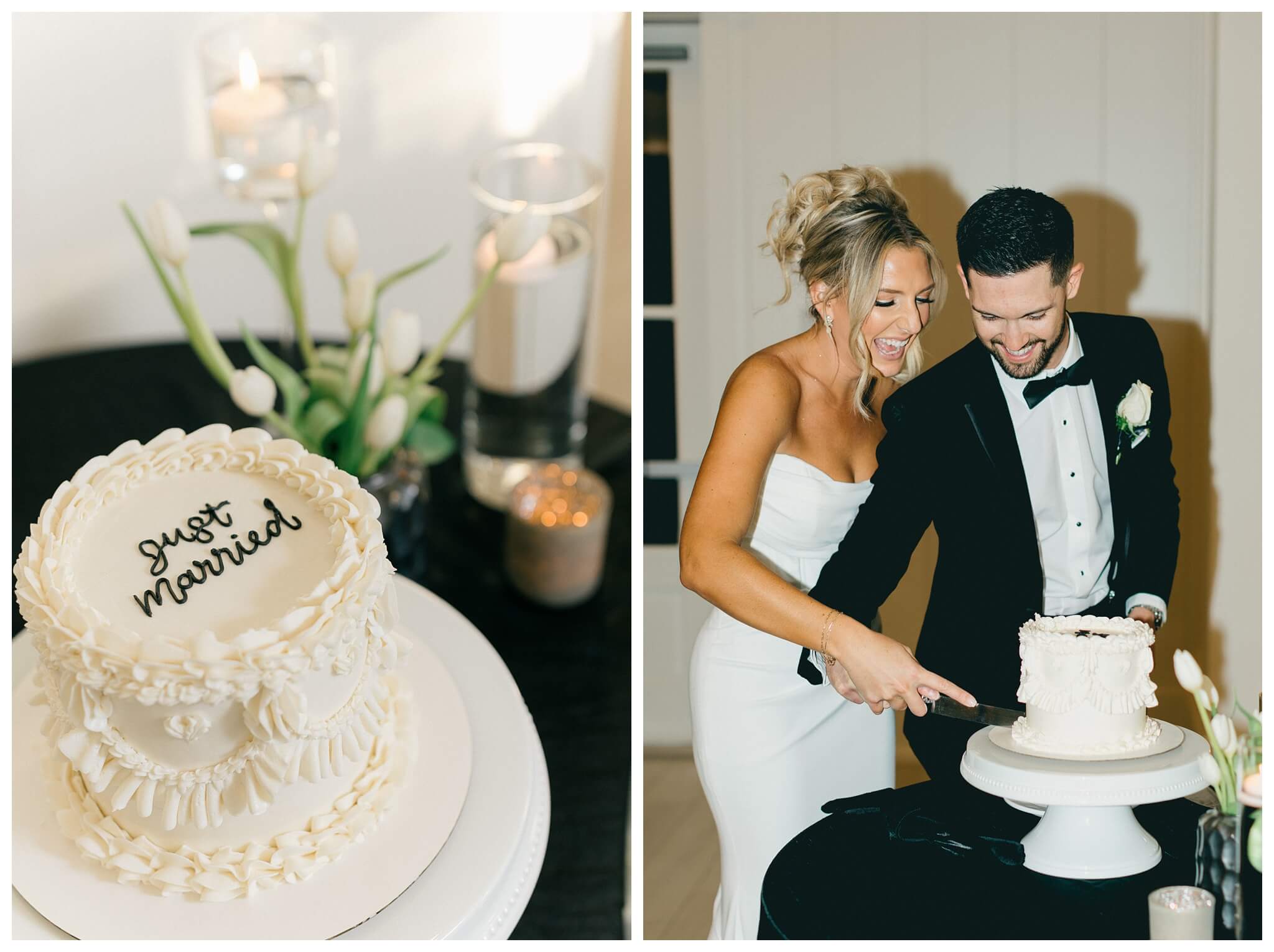 classy sophisticated black tie wedding at a white barn at Etre farms in michigan by josh and andrea photography