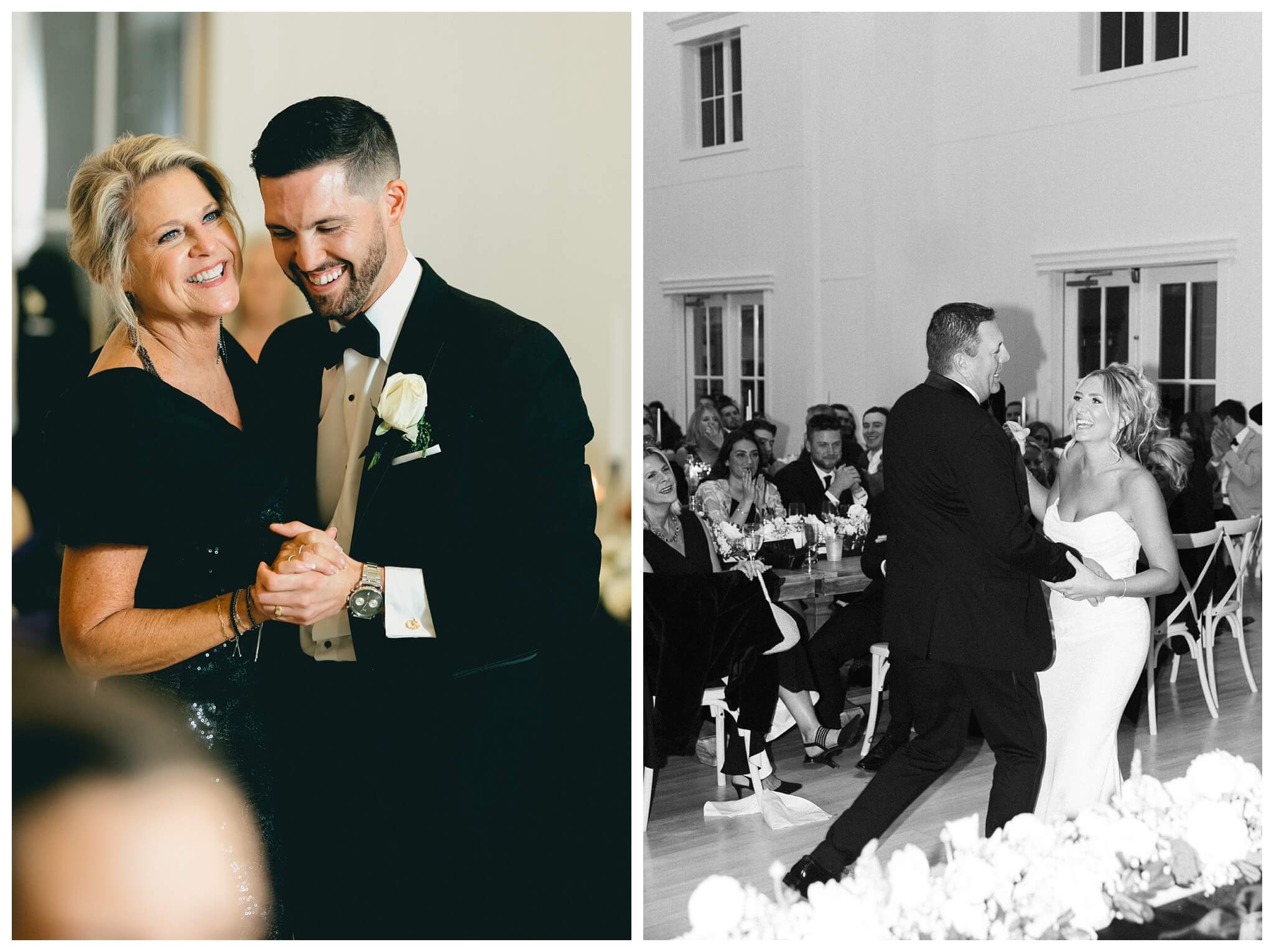 classy sophisticated black tie wedding at a white barn at Etre farms in michigan by josh and andrea photography