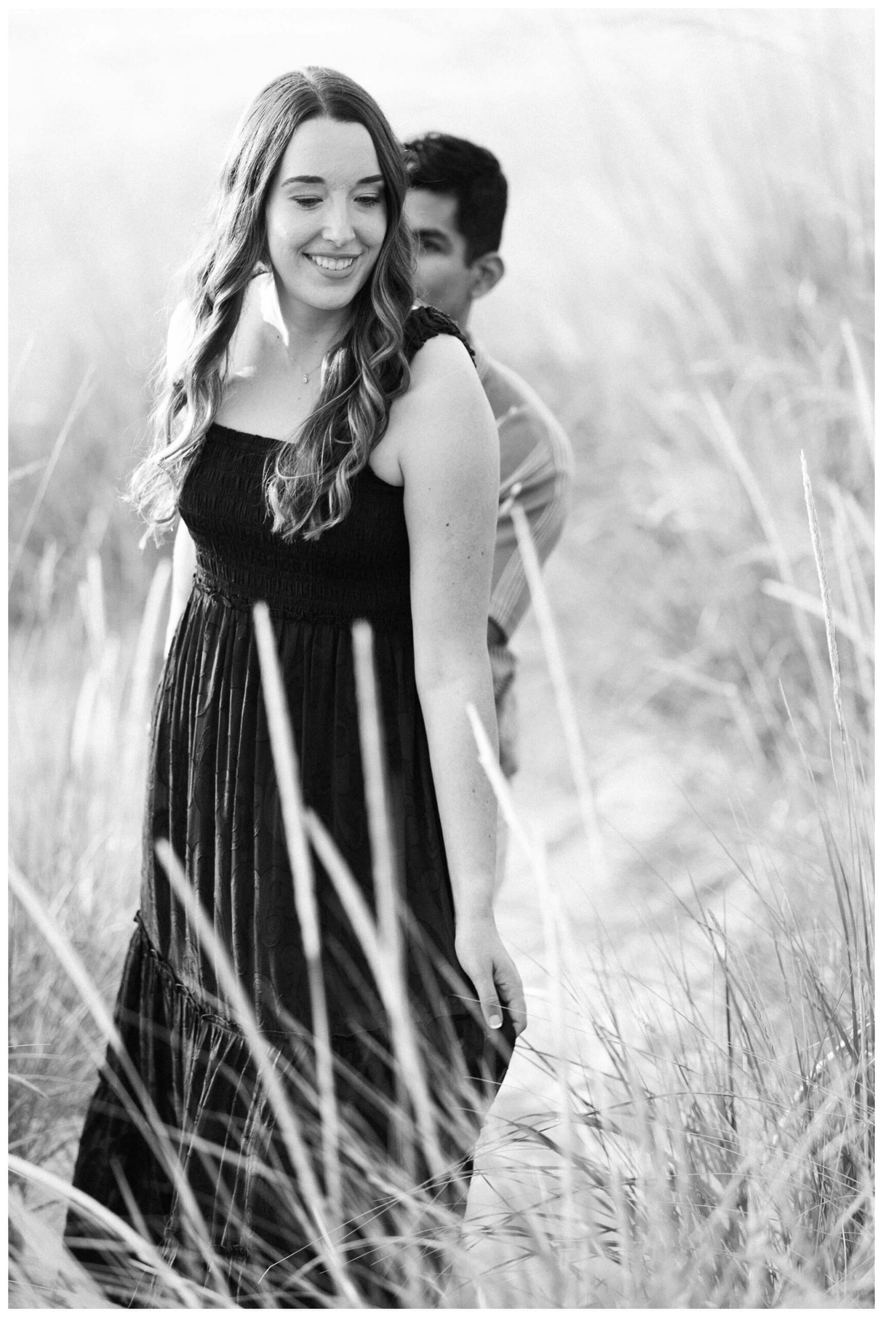 romantic beach engagement shoot at hope college at lake michigan by josh and andrea photography