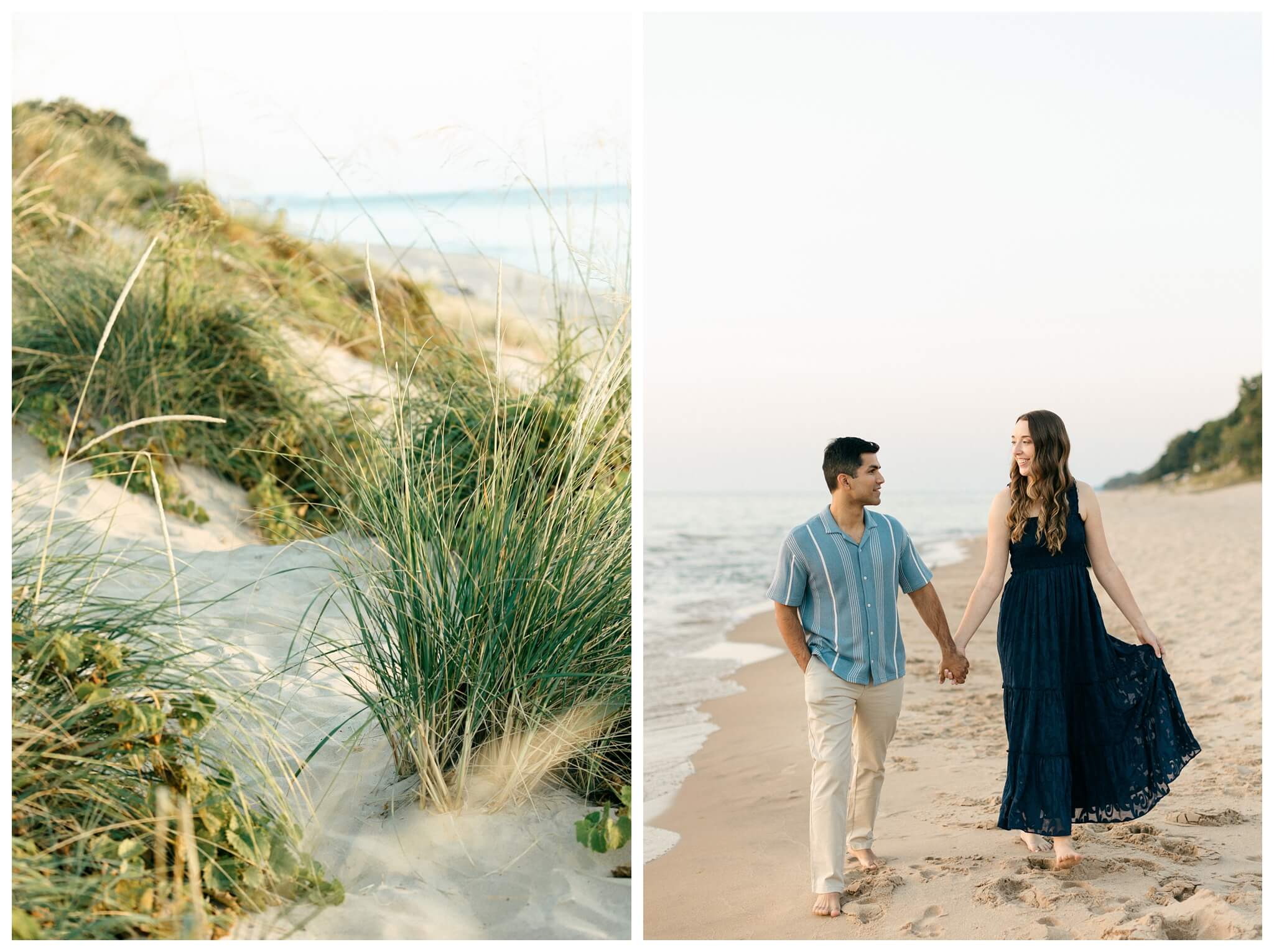 romantic beach engagement shoot at hope college at lake michigan by josh and andrea photography