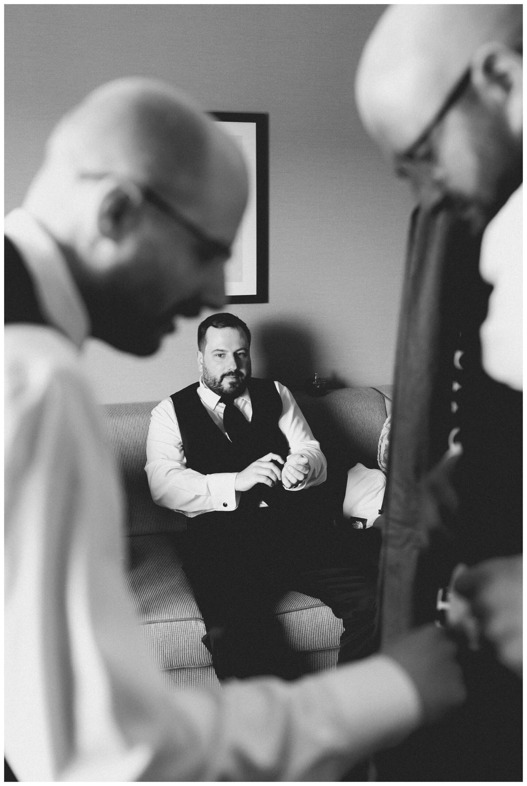 iconic beautiful black and white wedding at shepherd's hollow near detroit michigan by josh and andrea photography 