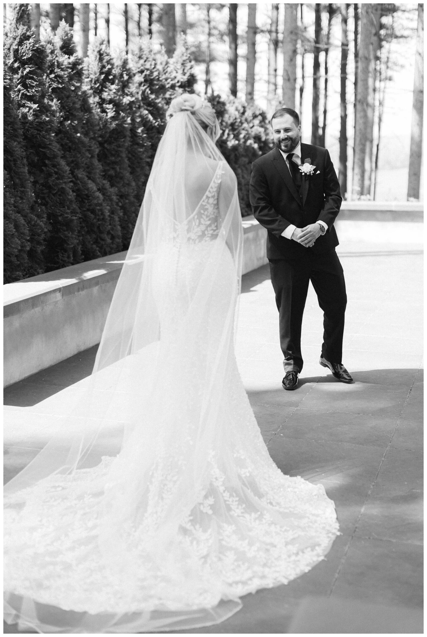 iconic beautiful black and white wedding at shepherd's hollow near detroit michigan by josh and andrea photography 