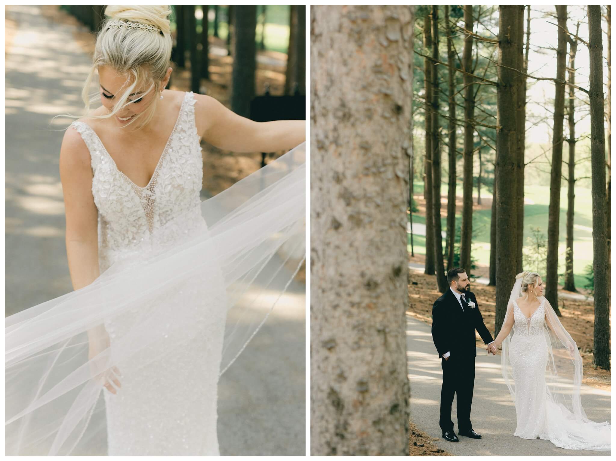 iconic beautiful black and white wedding at shepherd's hollow near detroit michigan by josh and andrea photography 