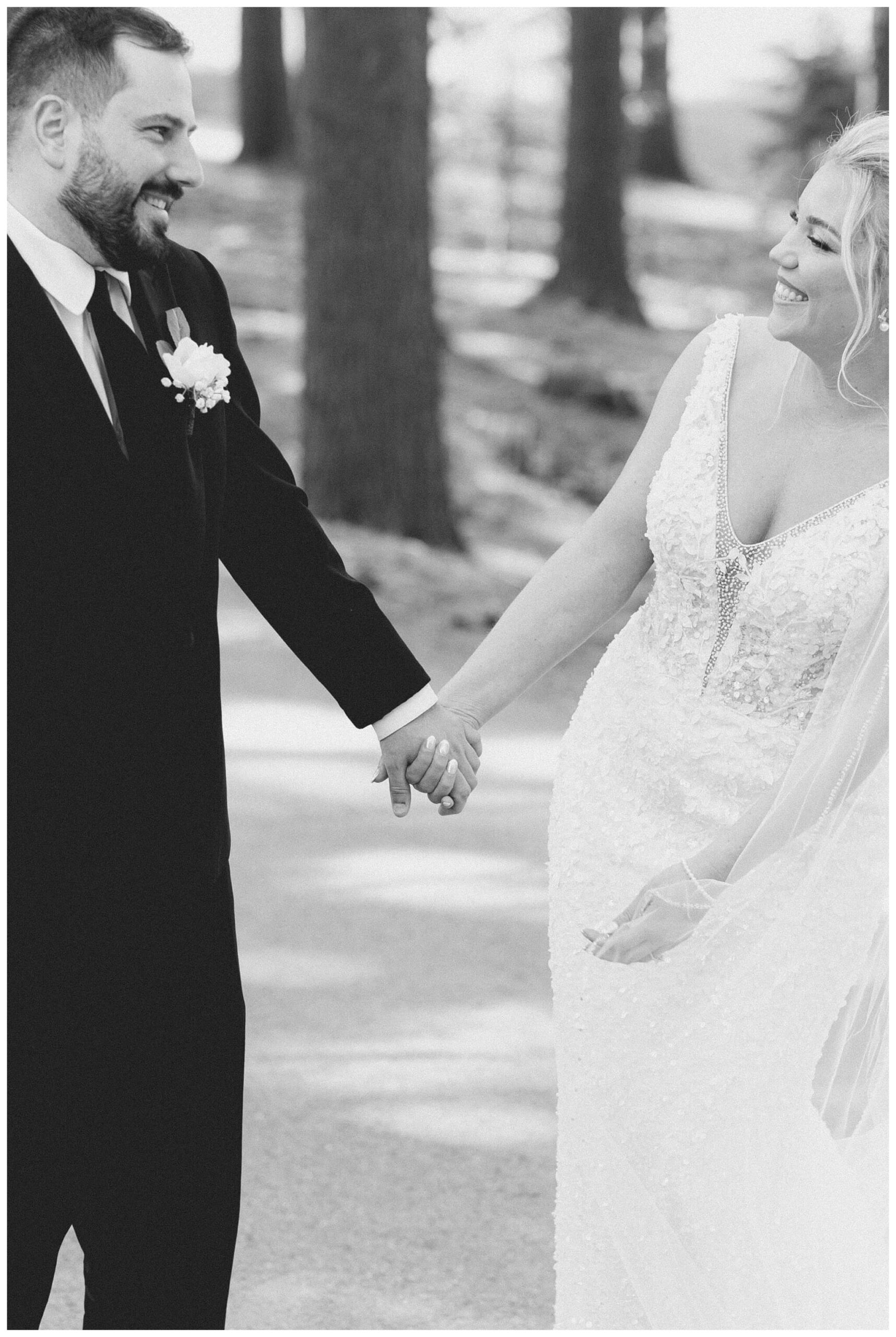 iconic beautiful black and white wedding at shepherd's hollow near detroit michigan by josh and andrea photography 