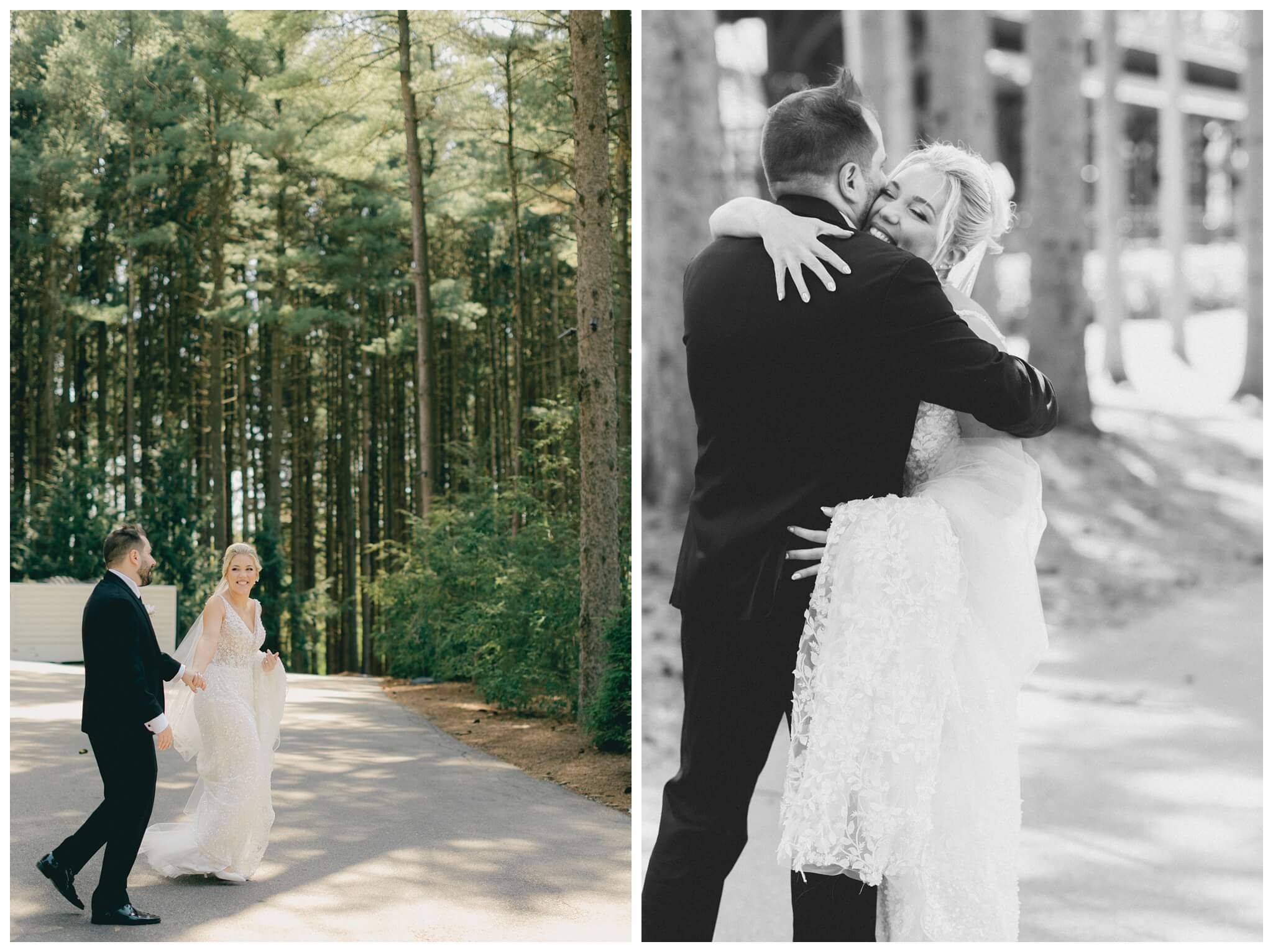 iconic beautiful black and white wedding at shepherd's hollow near detroit michigan by josh and andrea photography 