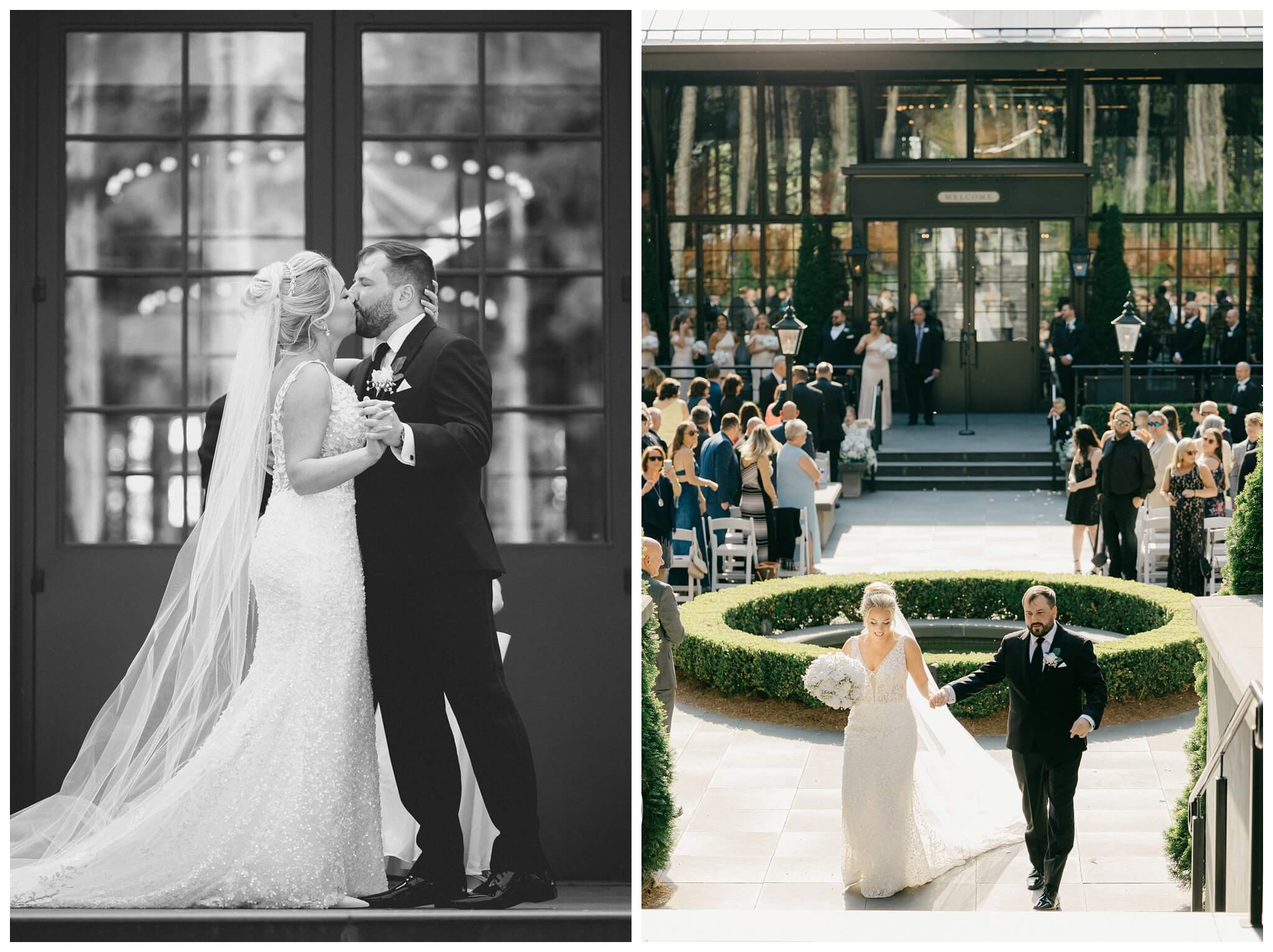 iconic beautiful black and white wedding at shepherd's hollow near detroit michigan by josh and andrea photography 