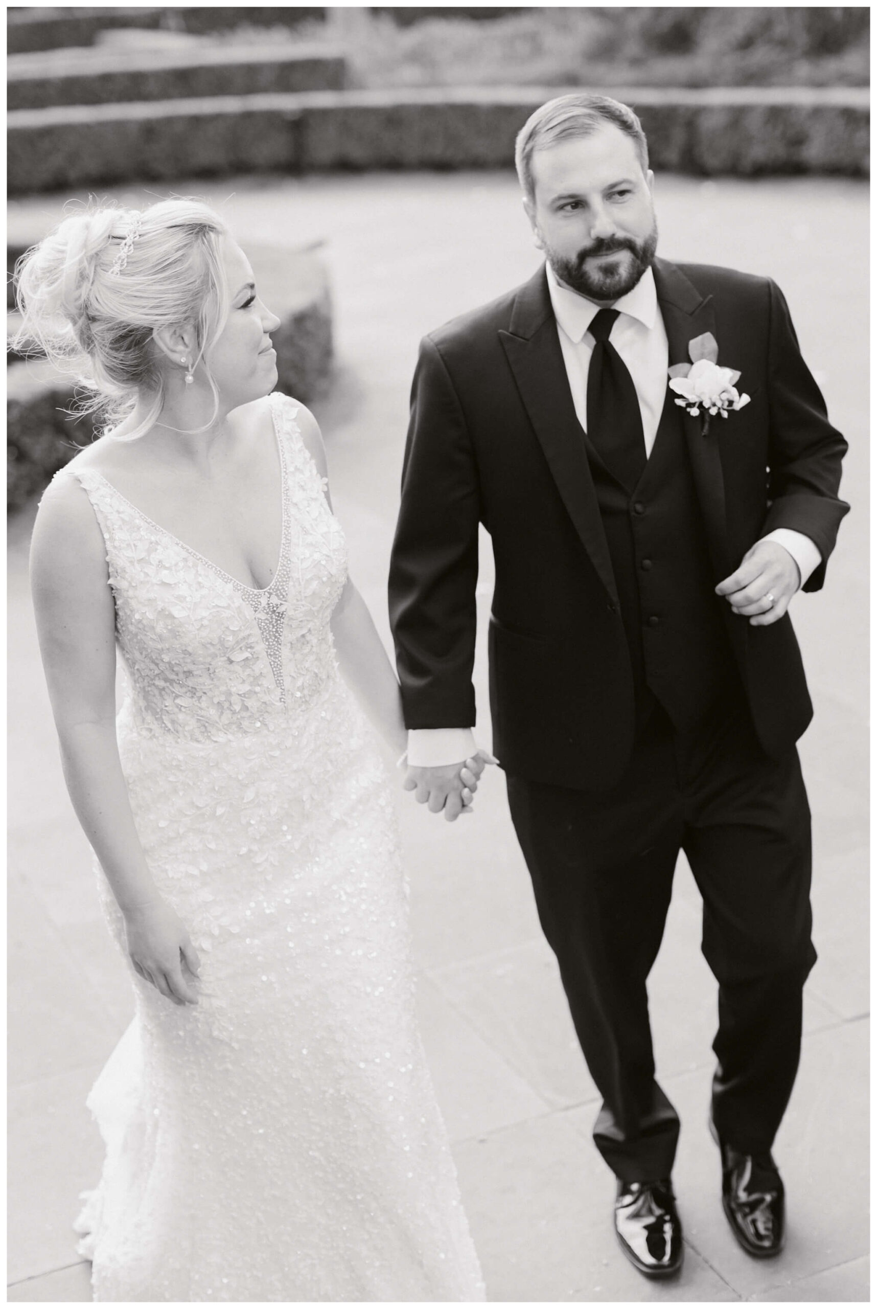 iconic beautiful black and white wedding at shepherd's hollow near detroit michigan by josh and andrea photography 