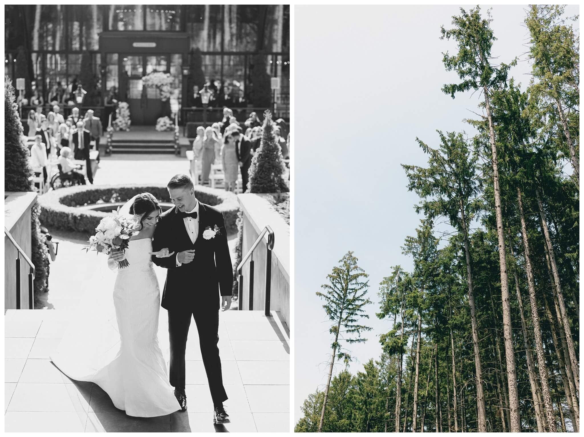 stunning black tie forest wedding with rolls royce vintage car at shepherds hollow near detroit michigan by josh and andrea photography