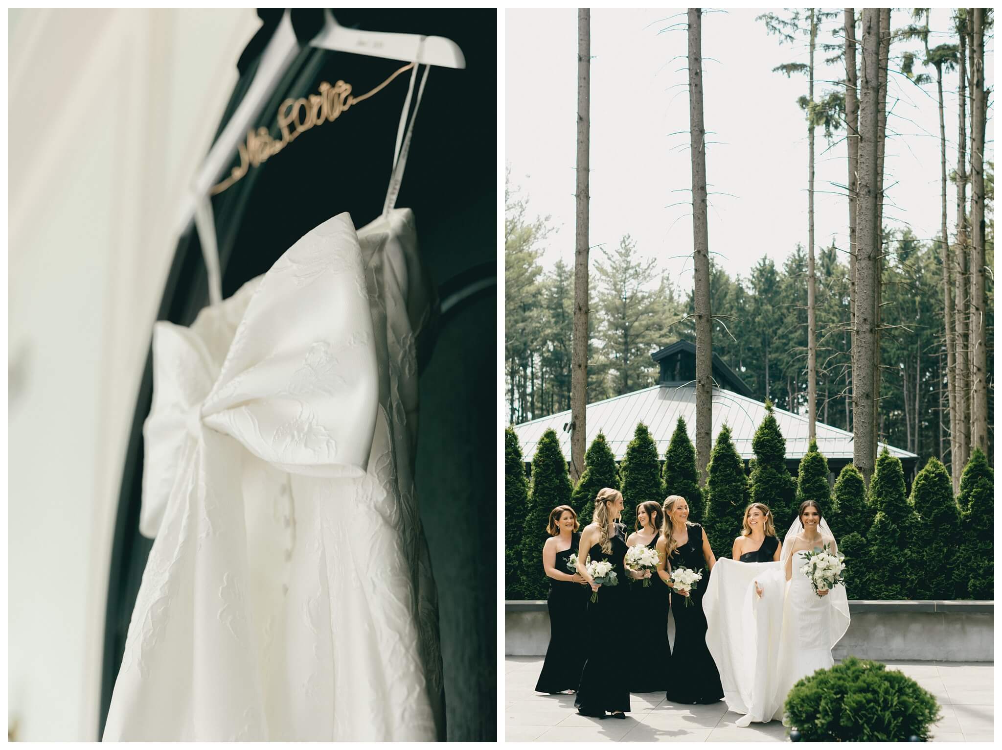 stunning black tie forest wedding with rolls royce vintage car at shepherds hollow near detroit michigan by josh and andrea photography