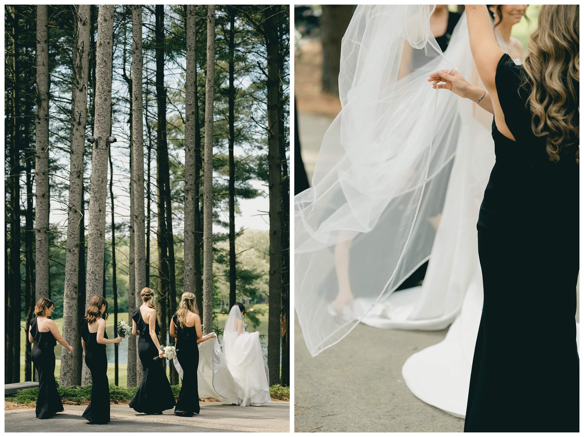 stunning black tie forest wedding with rolls royce vintage car at shepherds hollow near detroit michigan by josh and andrea photography