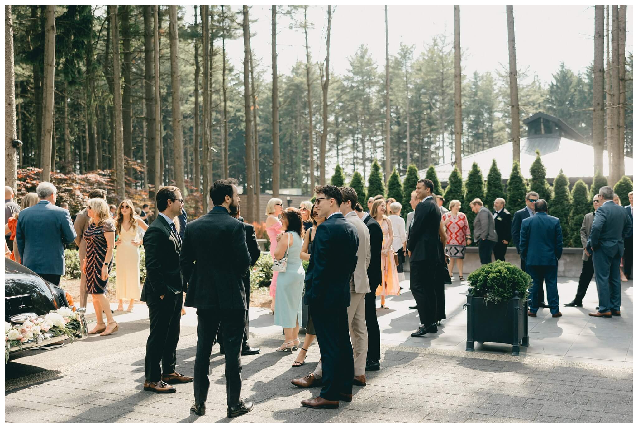 stunning black tie forest wedding with rolls royce vintage car at shepherds hollow near detroit michigan by josh and andrea photography