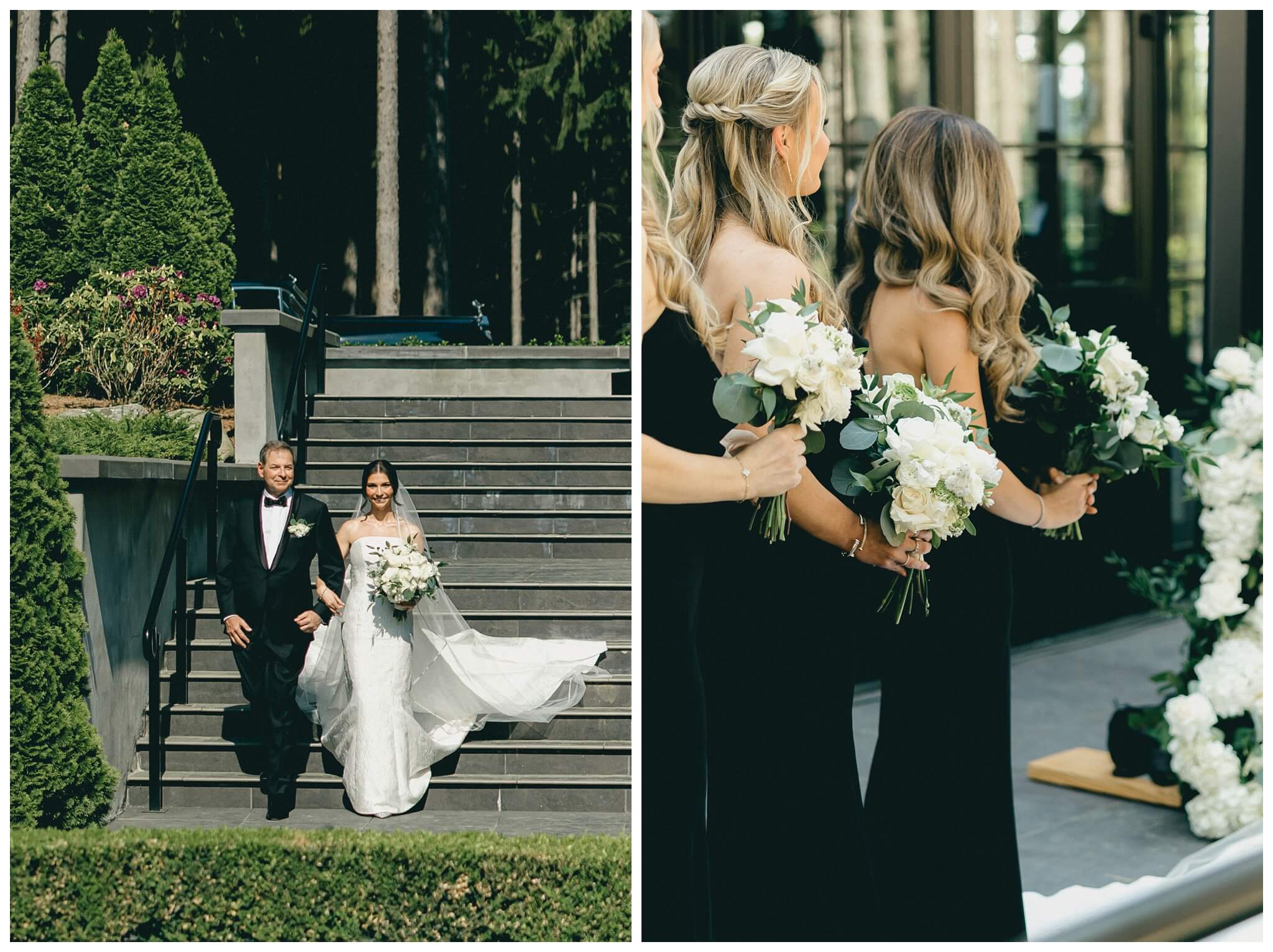 stunning black tie forest wedding with rolls royce vintage car at shepherds hollow near detroit michigan by josh and andrea photography