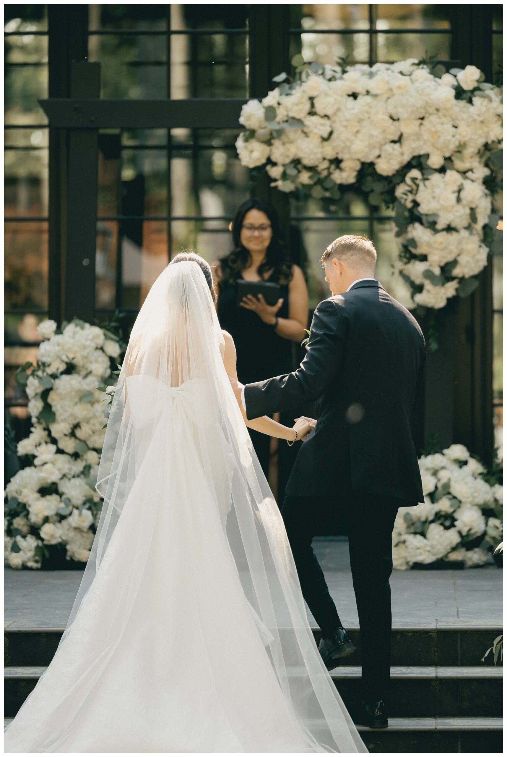 stunning black tie forest wedding with rolls royce vintage car at shepherds hollow near detroit michigan by josh and andrea photography