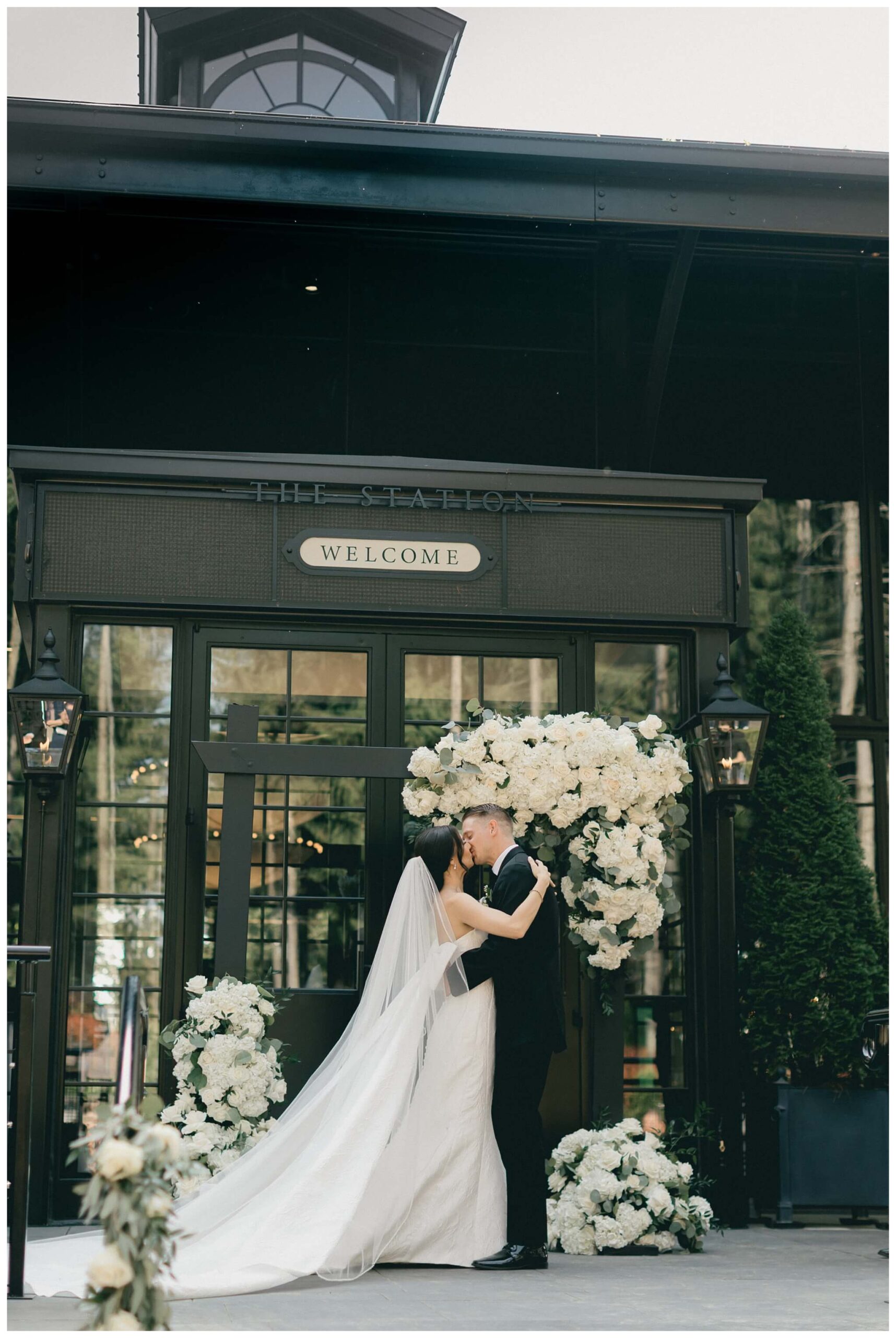 stunning black tie forest wedding with rolls royce vintage car at shepherds hollow near detroit michigan by josh and andrea photography
