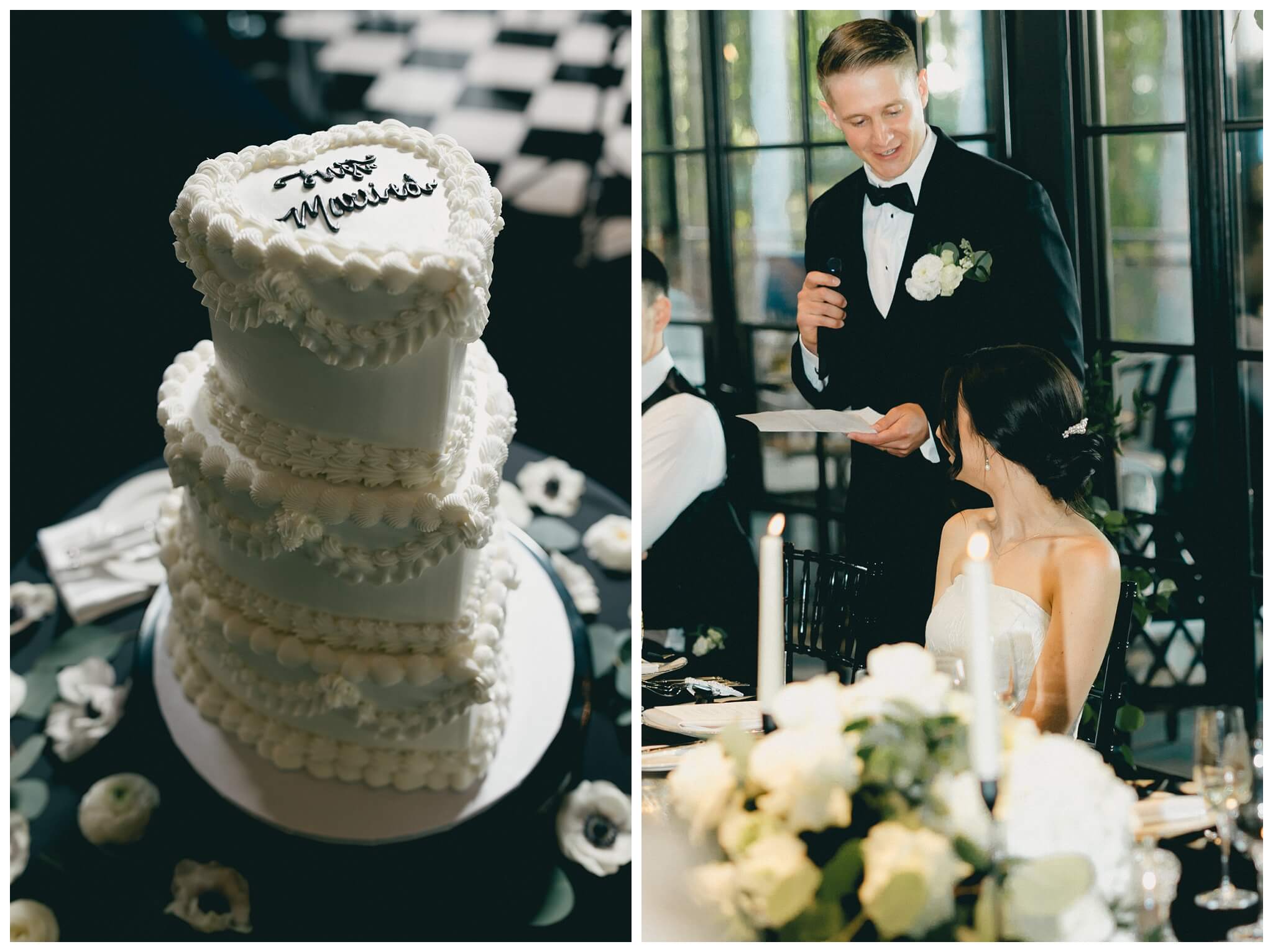 stunning black tie forest wedding with rolls royce vintage car at shepherds hollow near detroit michigan by josh and andrea photography