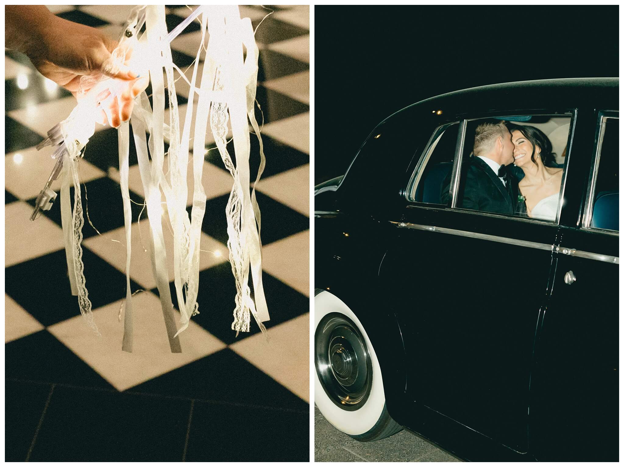 stunning black tie forest wedding with rolls royce vintage car at shepherds hollow near detroit michigan by josh and andrea photography