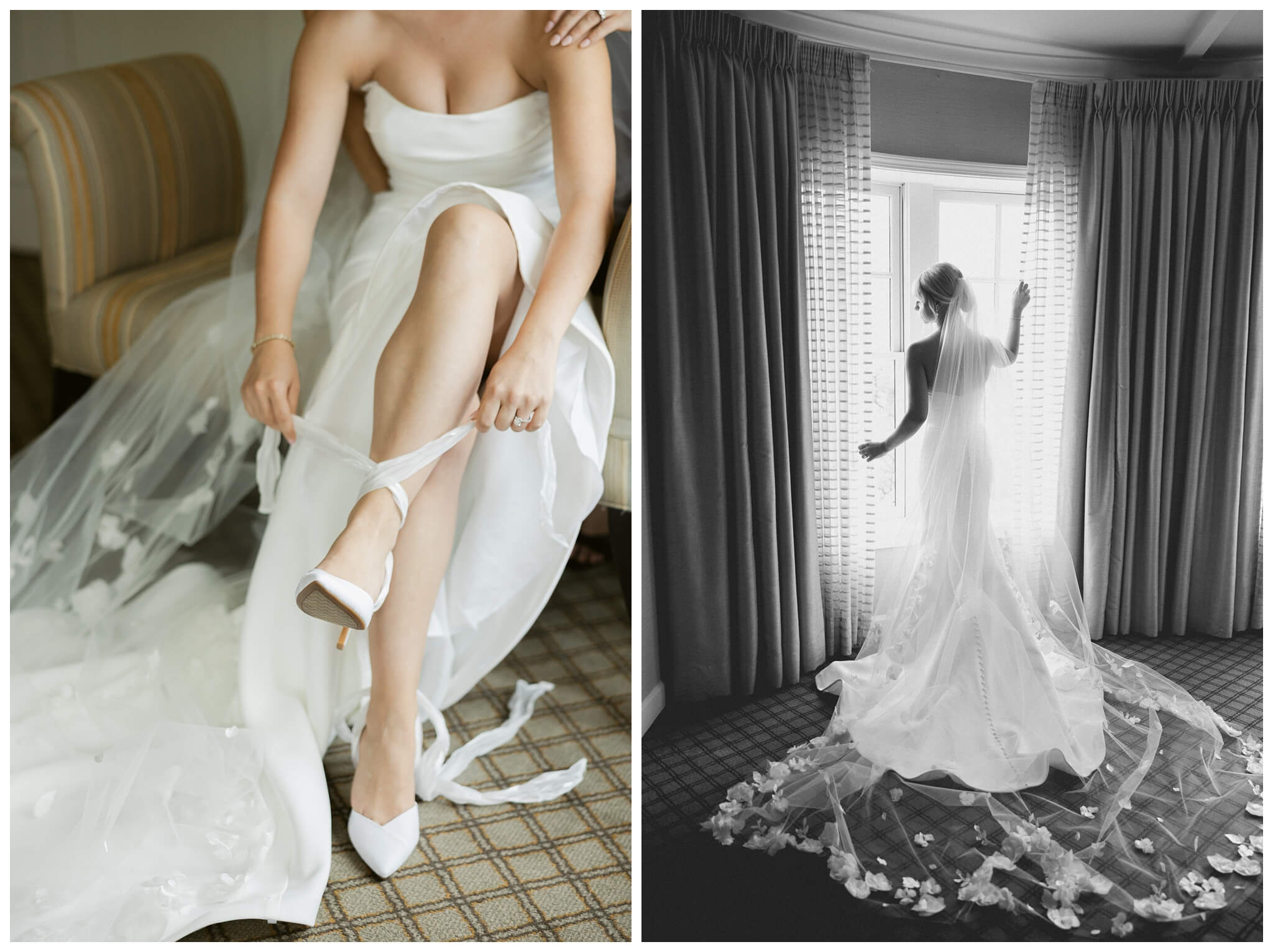 iconic black and white wedding in a forest at shepherds hollow gold club near detroit michigan by josh and andrea photography 