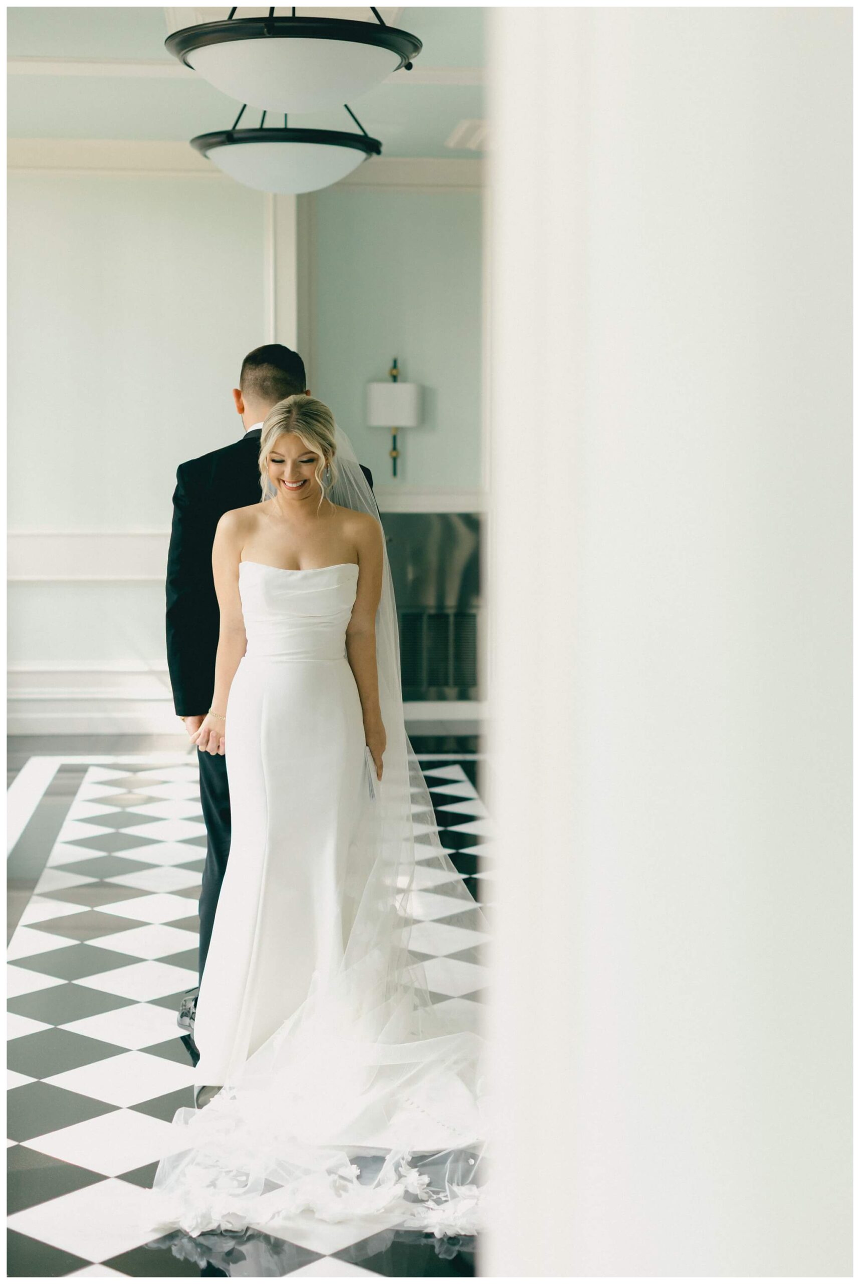 iconic black and white wedding in a forest at shepherds hollow gold club near detroit michigan by josh and andrea photography 