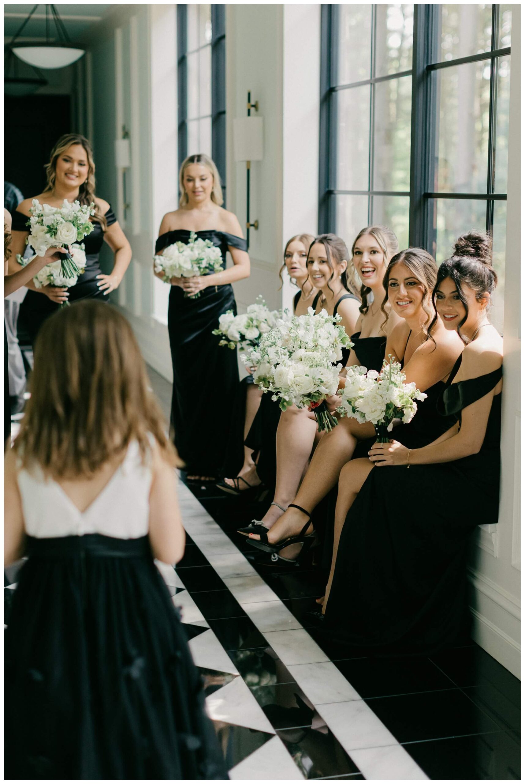 iconic black and white wedding in a forest at shepherds hollow gold club near detroit michigan by josh and andrea photography 