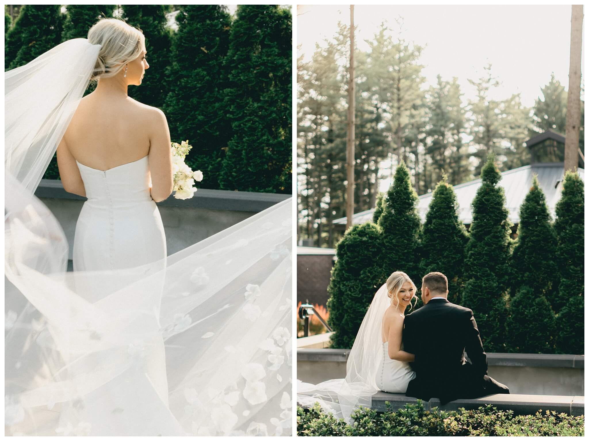 iconic black and white wedding in a forest at shepherds hollow gold club near detroit michigan by josh and andrea photography 
