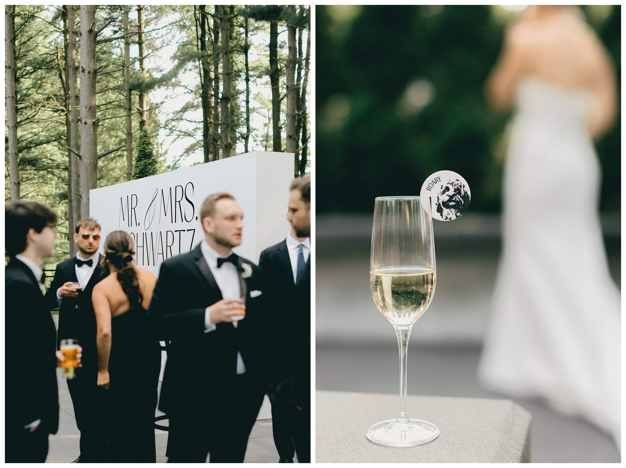 iconic black and white wedding in a forest at shepherds hollow gold club near detroit michigan by josh and andrea photography 