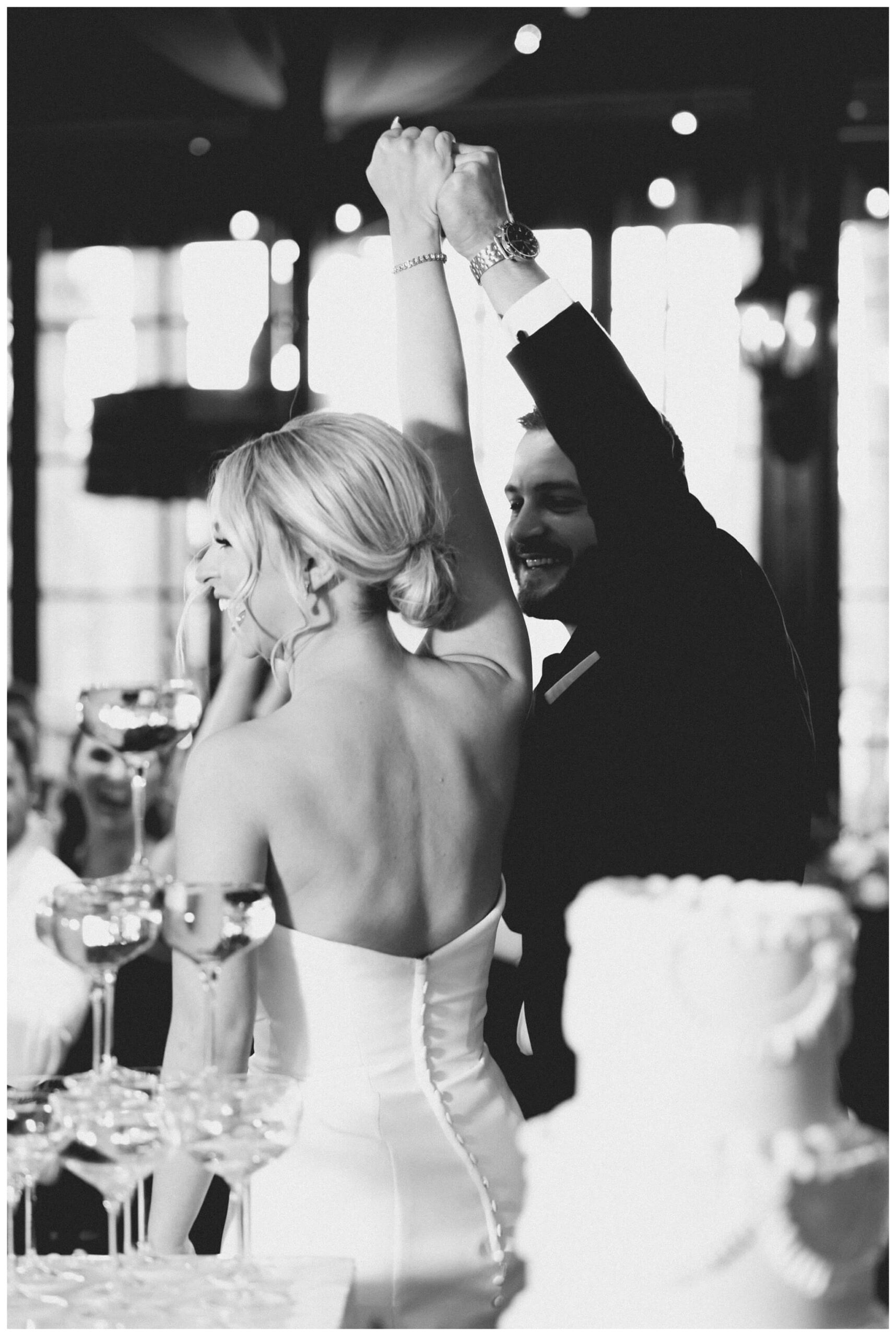 iconic black and white wedding in a forest at shepherds hollow gold club near detroit michigan by josh and andrea photography 