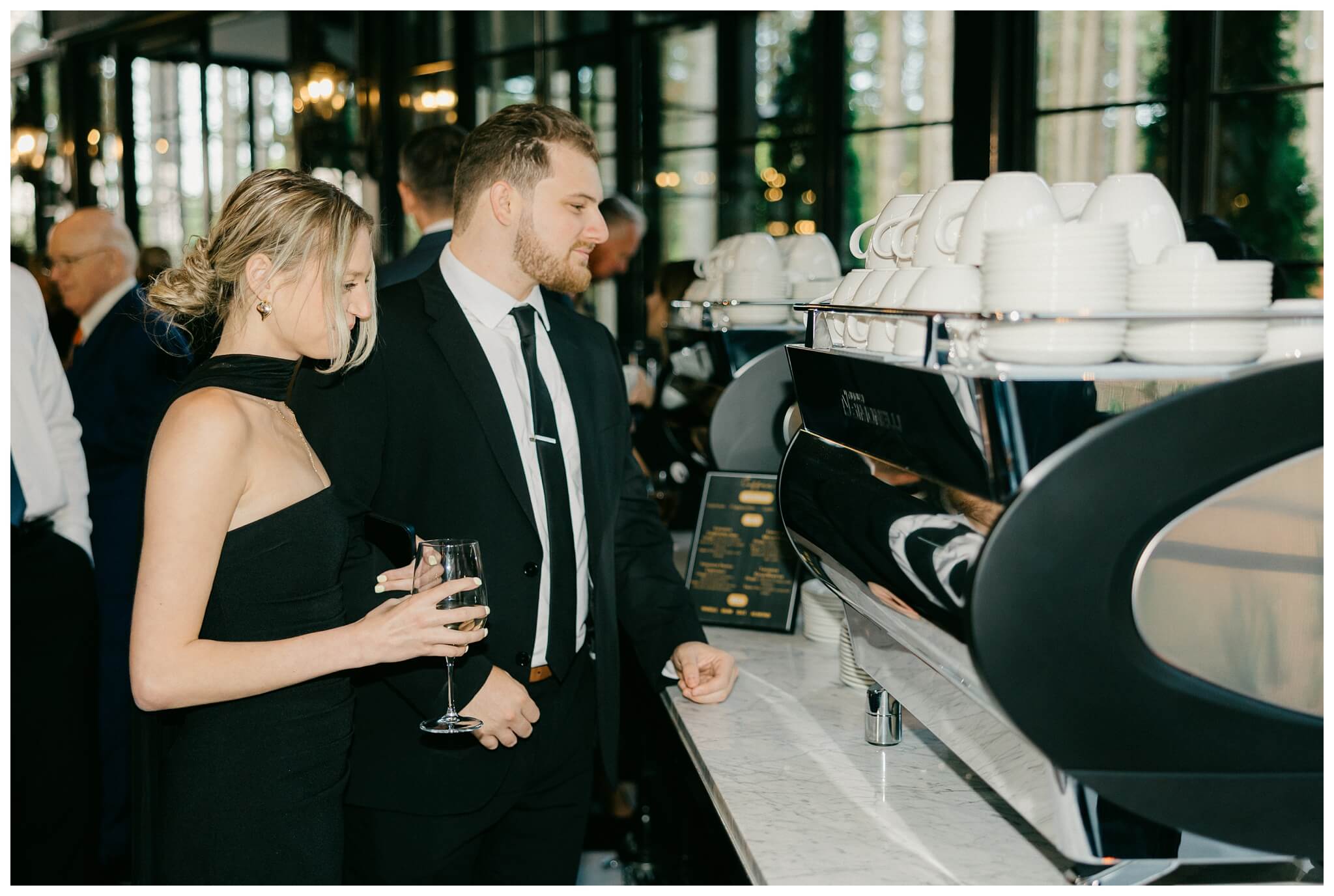 iconic black and white wedding in a forest at shepherds hollow gold club near detroit michigan by josh and andrea photography 
