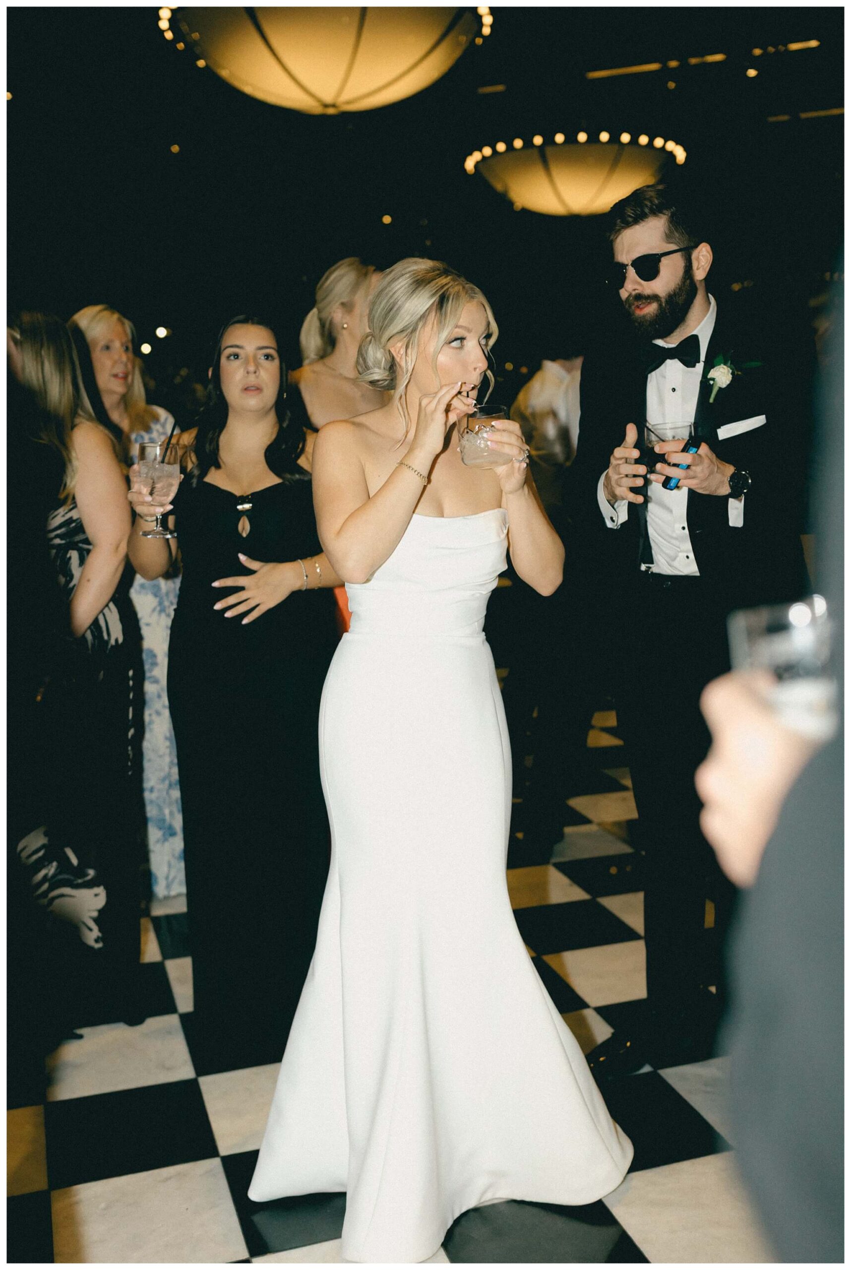 iconic black and white wedding in a forest at shepherds hollow gold club near detroit michigan by josh and andrea photography 