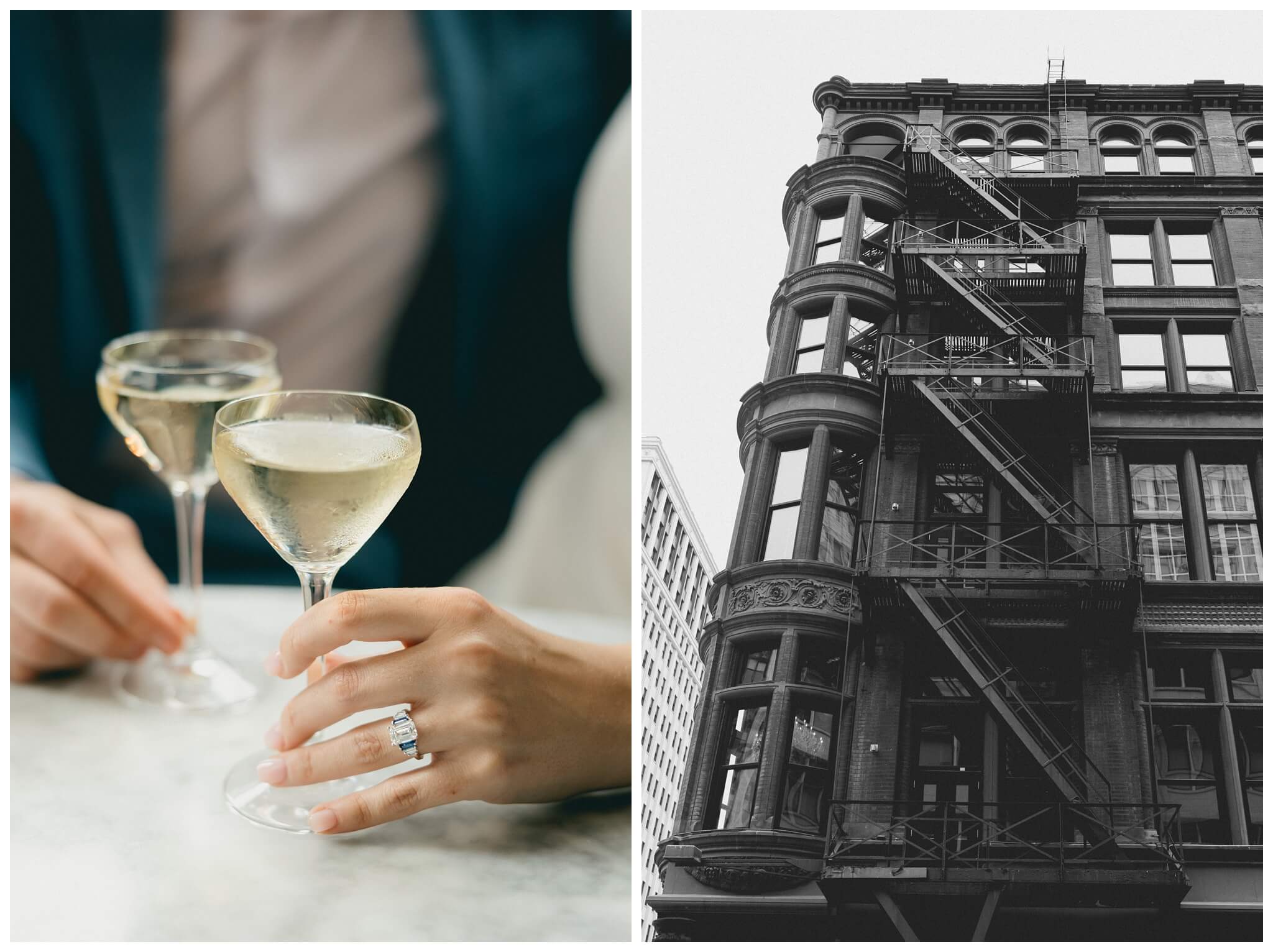 romantic date night engagement shoot inspiration in the downtown chicago and trivoli tavern by josh and andrea photography 