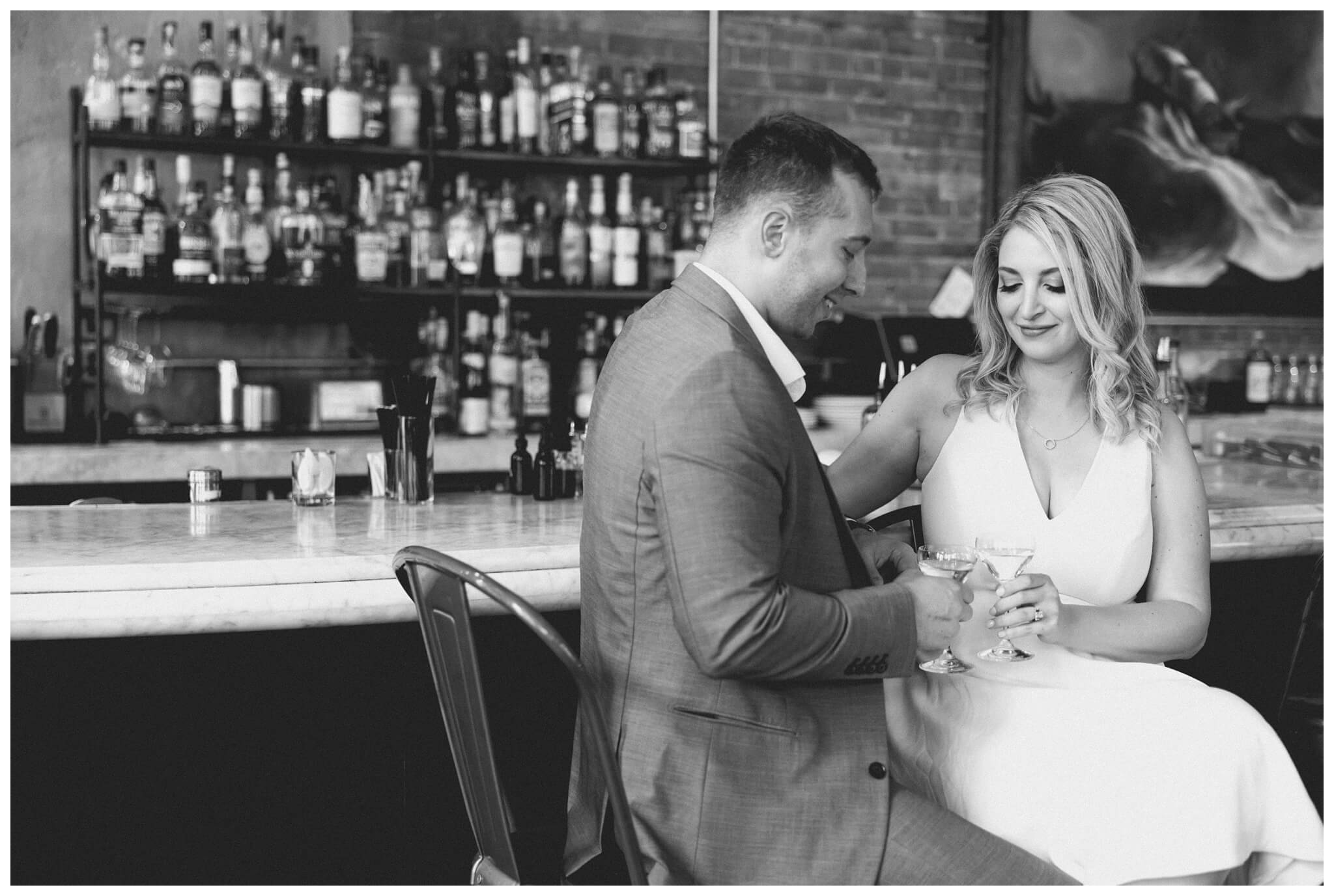 romantic date night engagement shoot inspiration in the downtown chicago and trivoli tavern by josh and andrea photography 