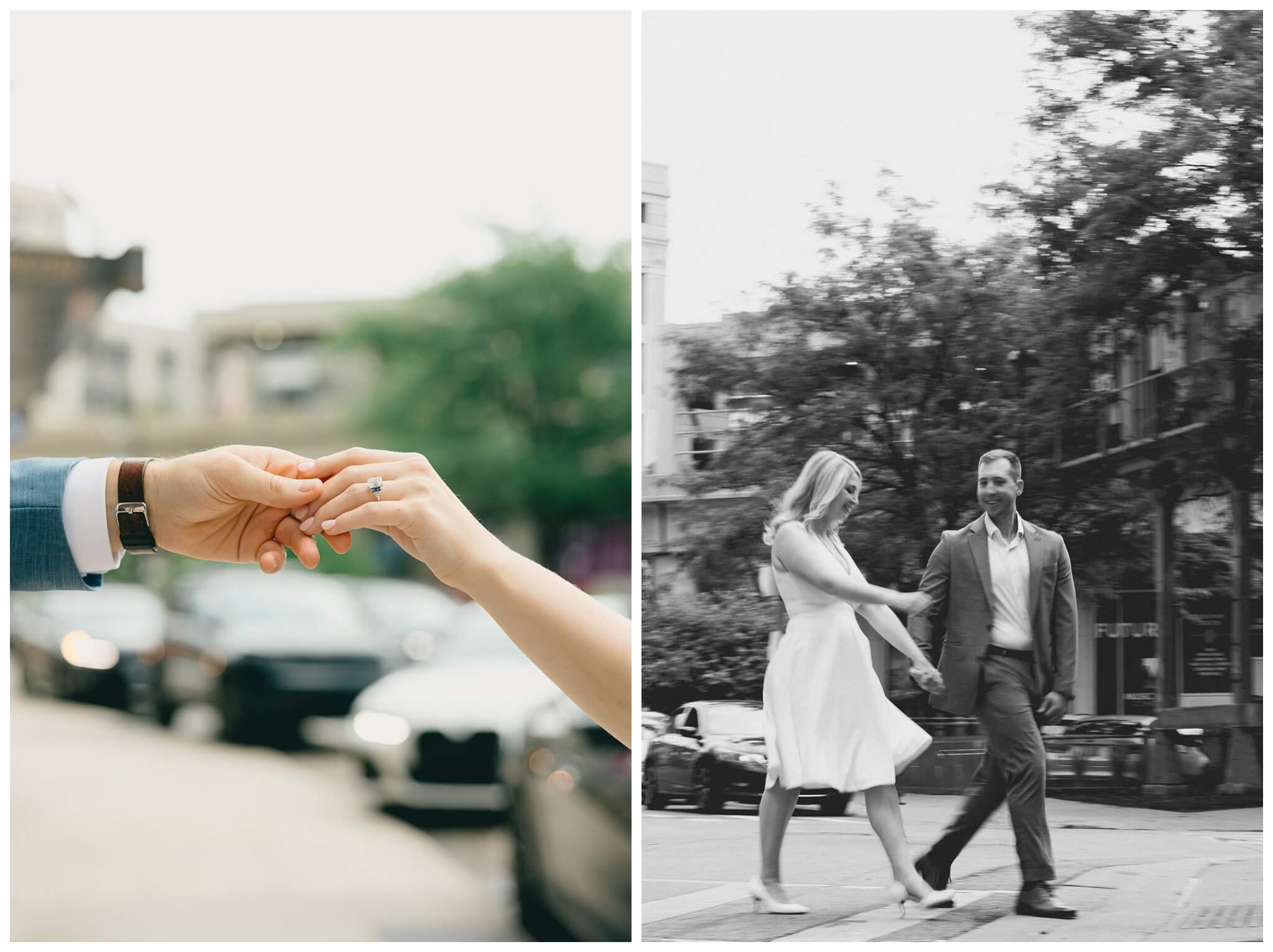 romantic date night engagement shoot inspiration in the downtown chicago and trivoli tavern by josh and andrea photography 