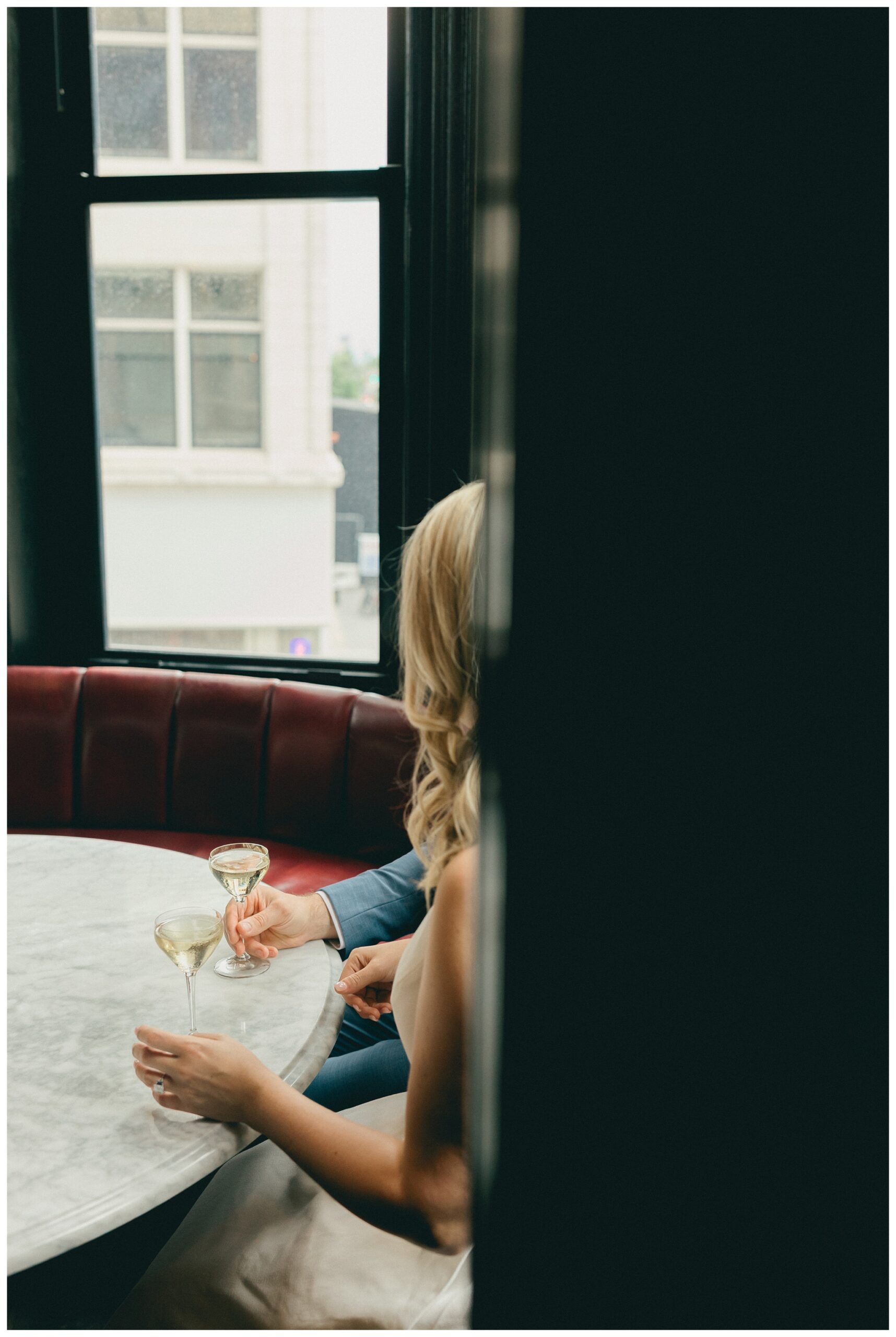 romantic date night engagement shoot inspiration in the downtown chicago and trivoli tavern by josh and andrea photography 