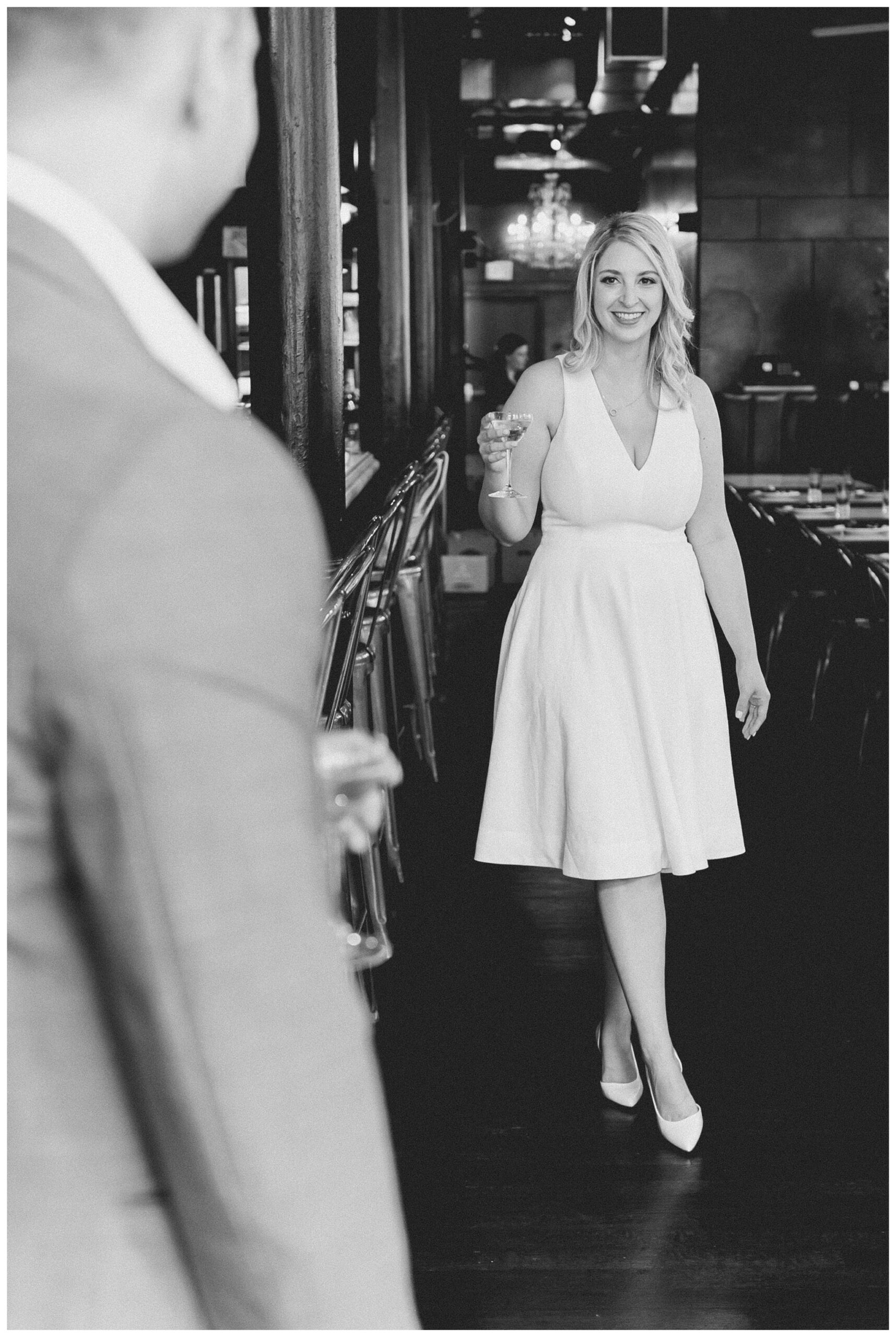 romantic date night engagement shoot inspiration in the downtown chicago and trivoli tavern by josh and andrea photography 