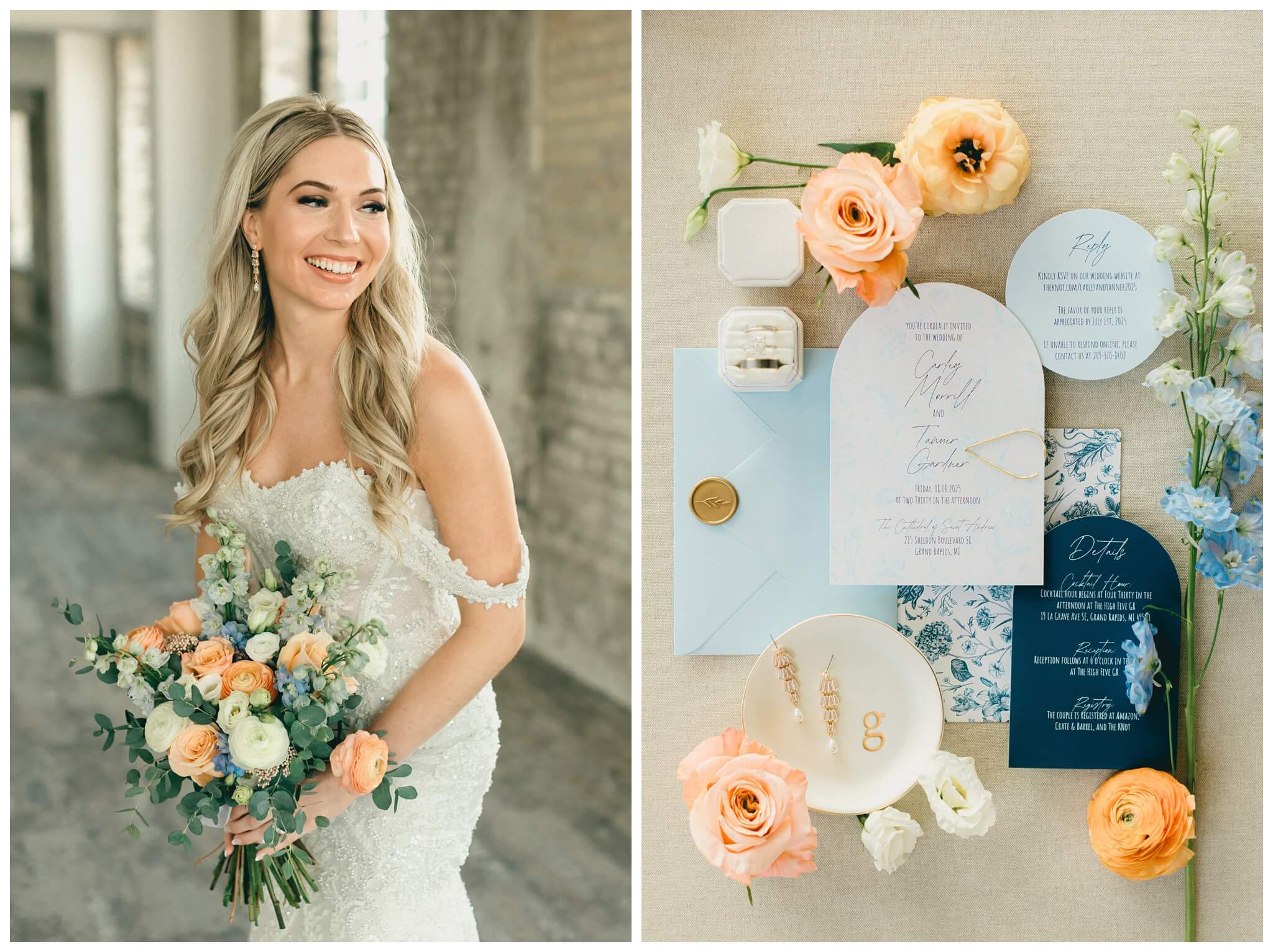 romantic catholic church wedding in downtown grand rapids michigan at the high five gr by josh and andrea photography