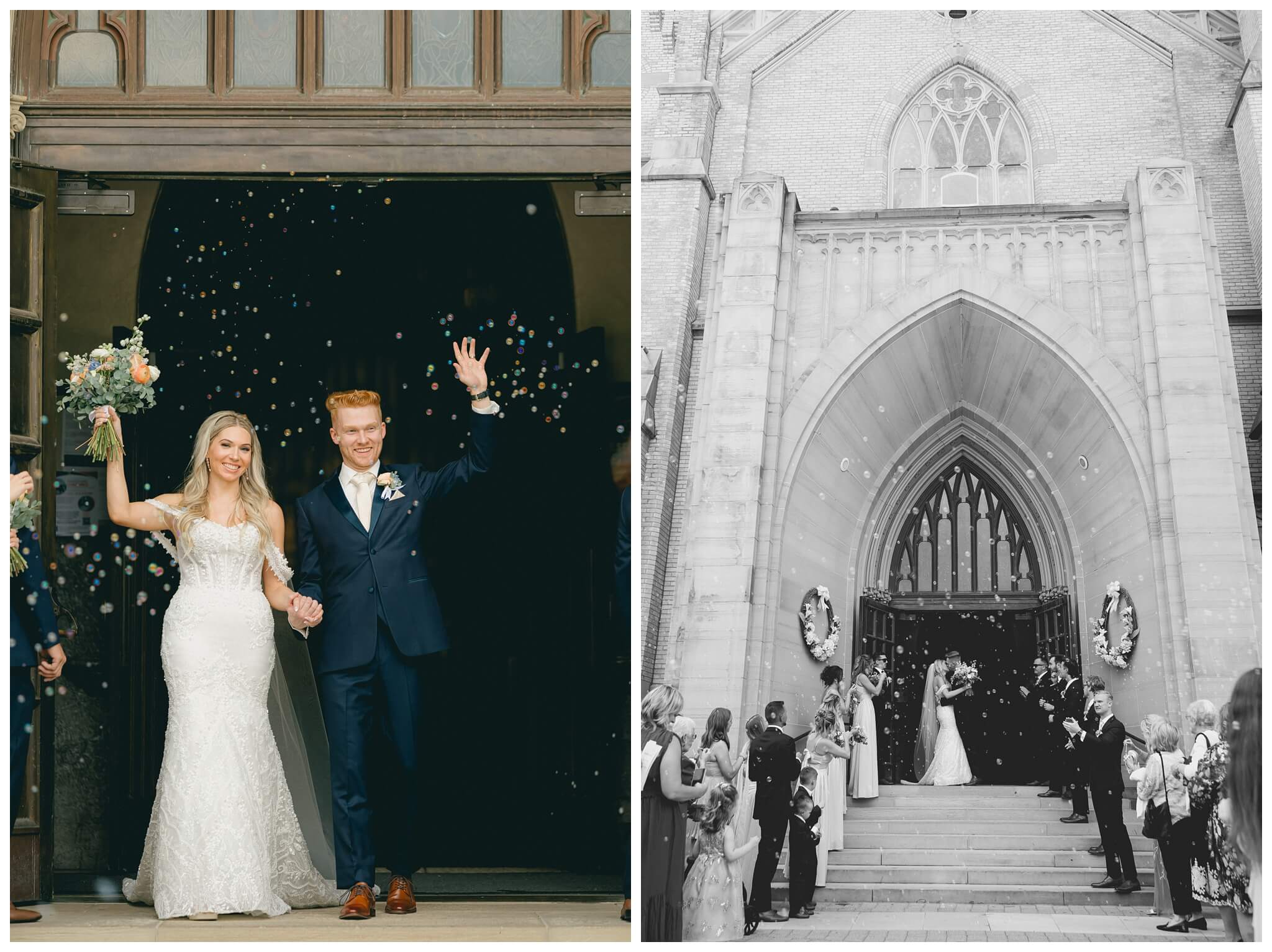romantic catholic church wedding in downtown grand rapids michigan at the high five gr by josh and andrea photography