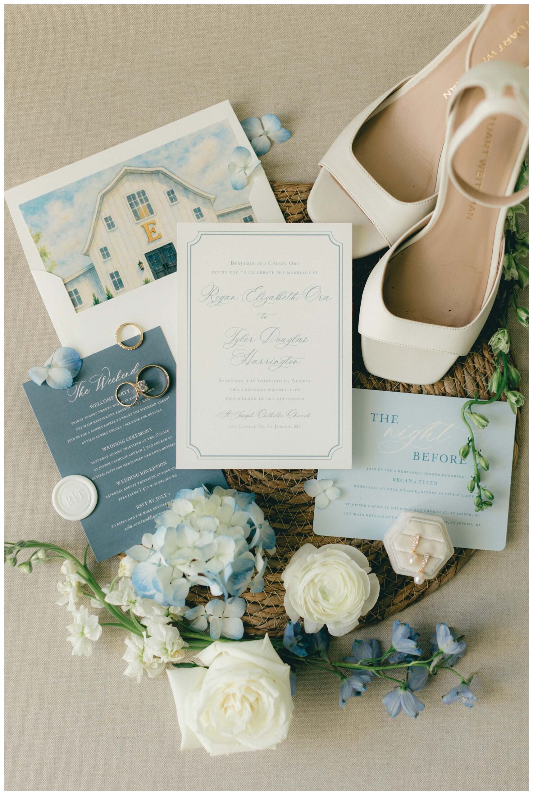 white barn wedding on lake michigan at etre farms with cocktail hour inspiration by josh and andrea photography 