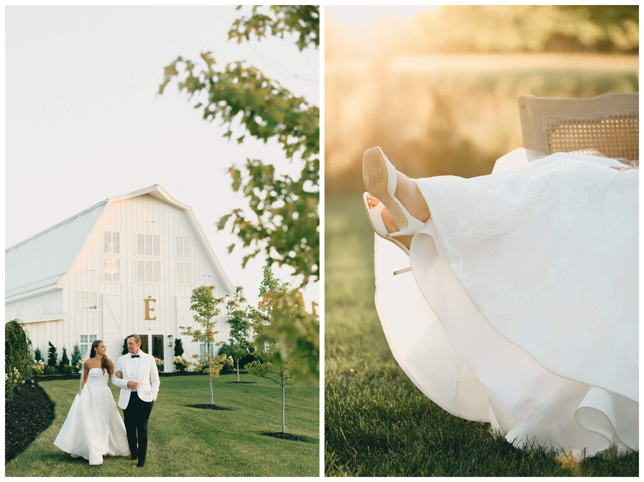 white barn wedding on lake michigan at etre farms with cocktail hour inspiration by josh and andrea photography 