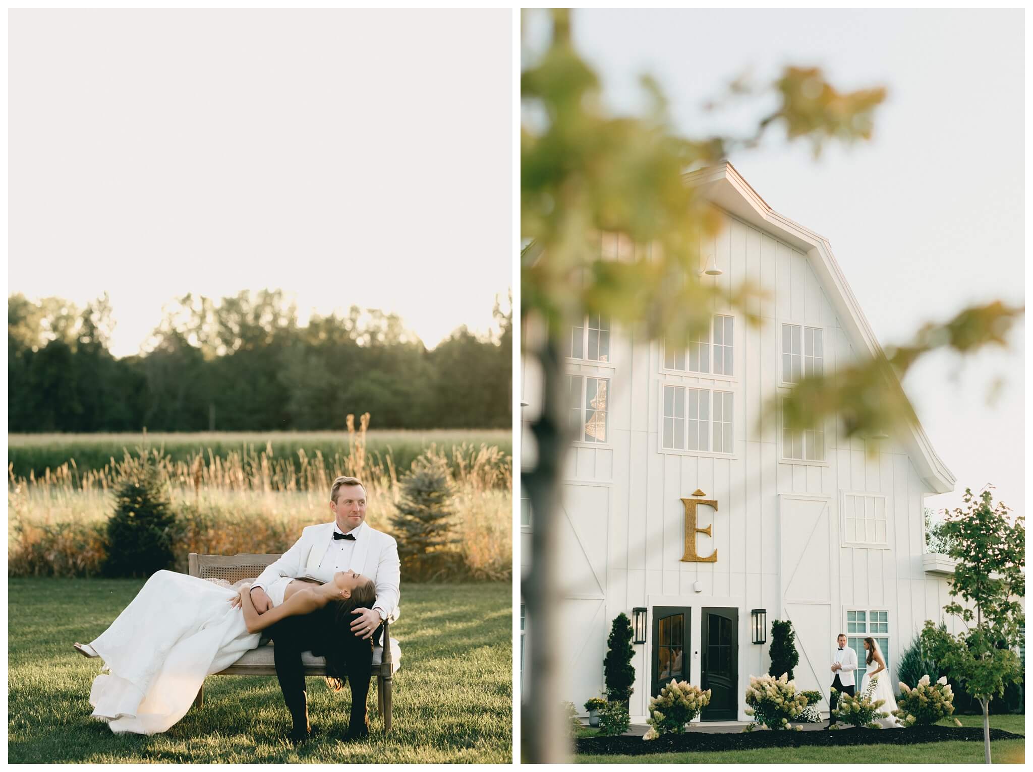 white barn wedding on lake michigan at etre farms with cocktail hour inspiration by josh and andrea photography 
