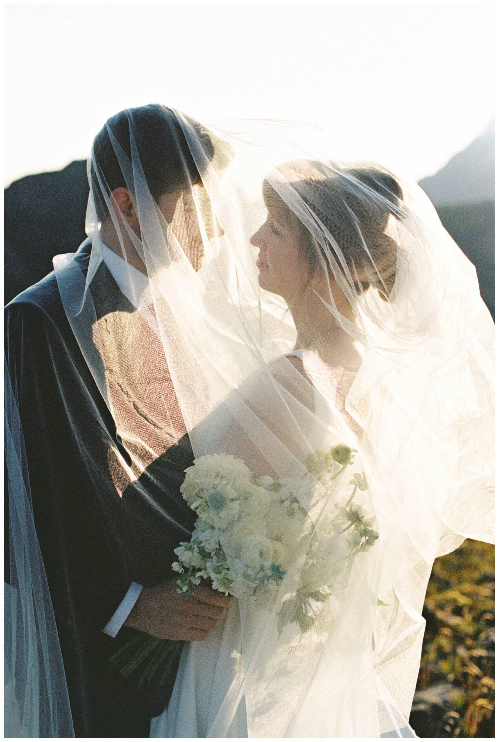 bride and groom sunrise portraits majestic mountain wedding near deming washington by josh and andrea photography