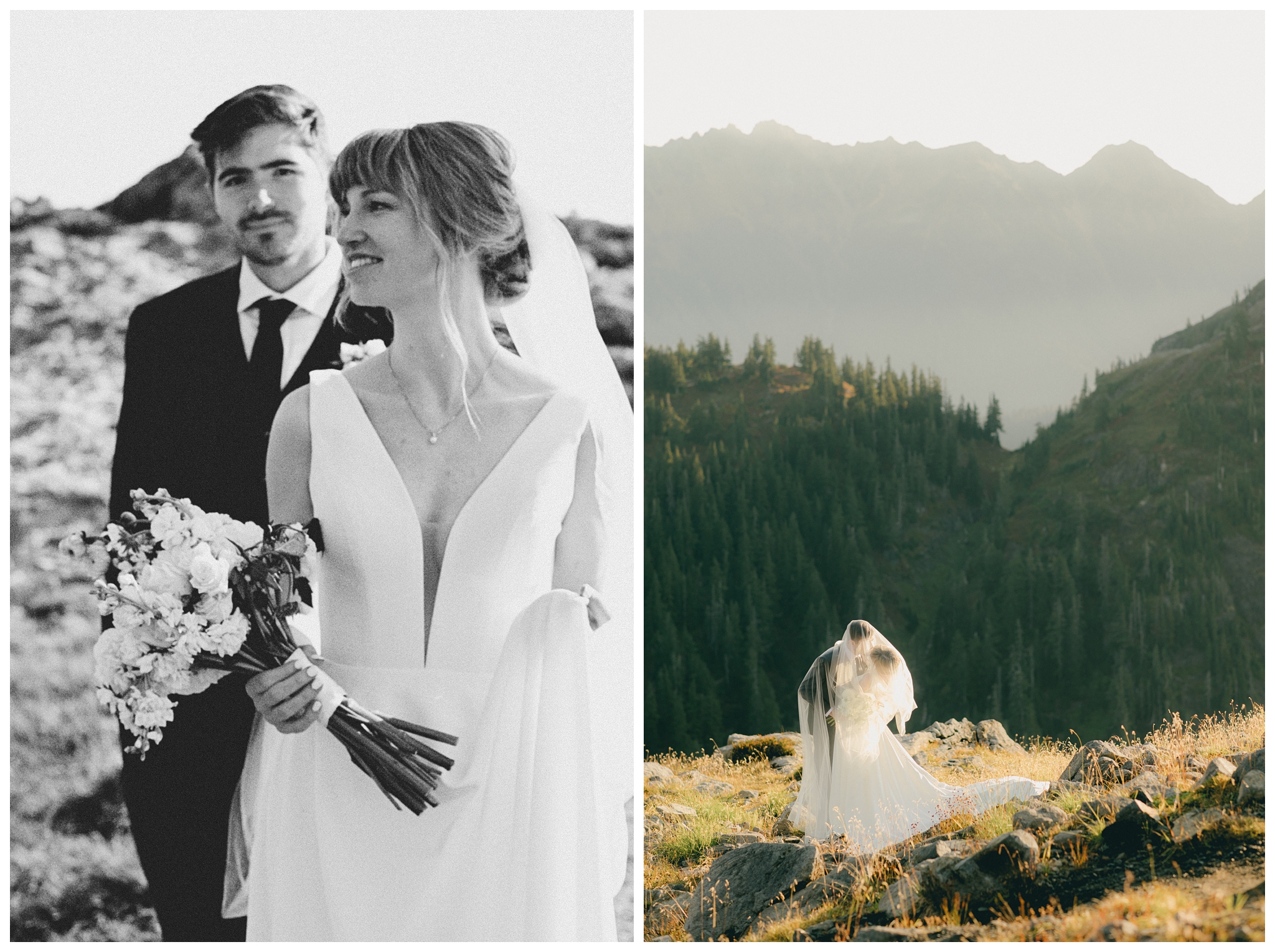 bride and groom portraits majestic mountain wedding near deming washington by josh and andrea photography
