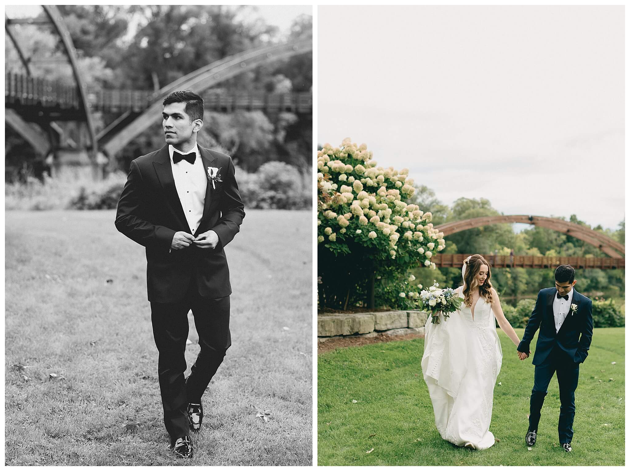 beautiful wedding photography near the Tridge at the H Hotel in midland michigan by josh and andrea photography