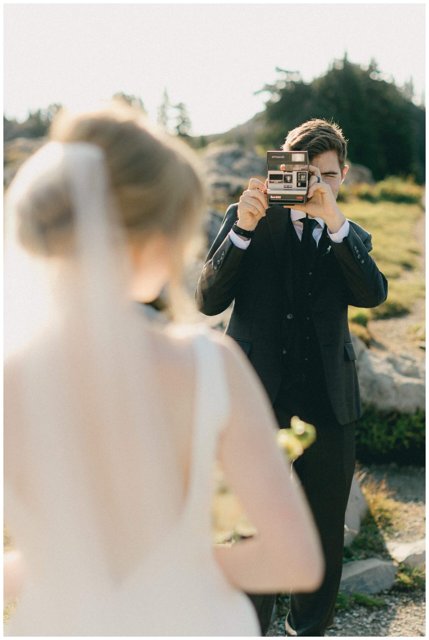 epic mountain top sunrise wedding near mount baker at artist point hiking trail in deming washington by josh and andrea photography