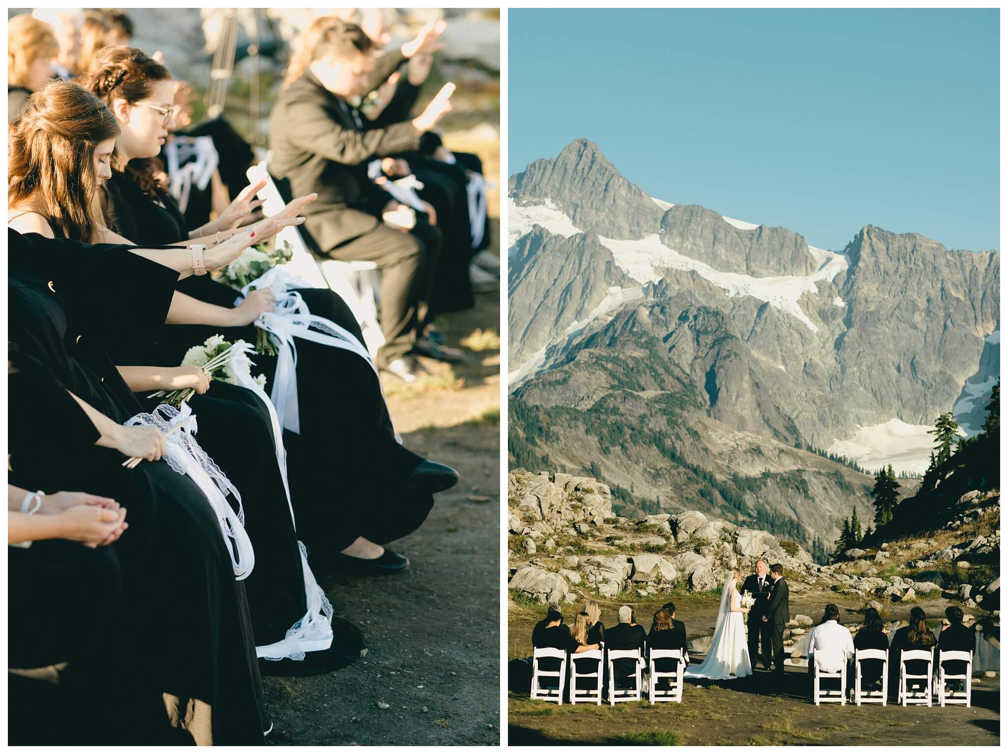 epic mountain top sunrise wedding near mount baker at artist point hiking trail in deming washington by josh and andrea photography