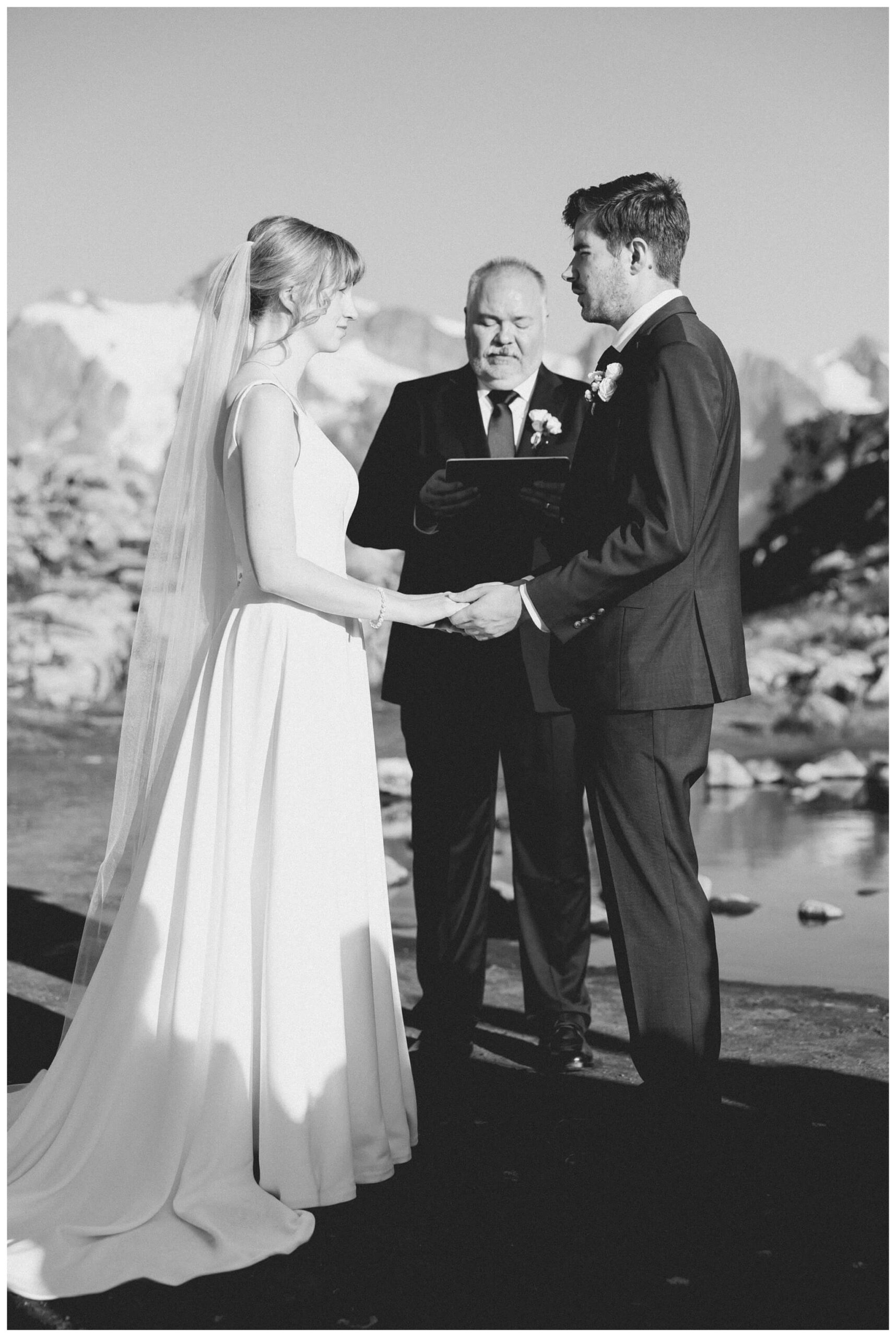 epic mountain top sunrise wedding near mount baker at artist point hiking trail in deming washington by josh and andrea photography