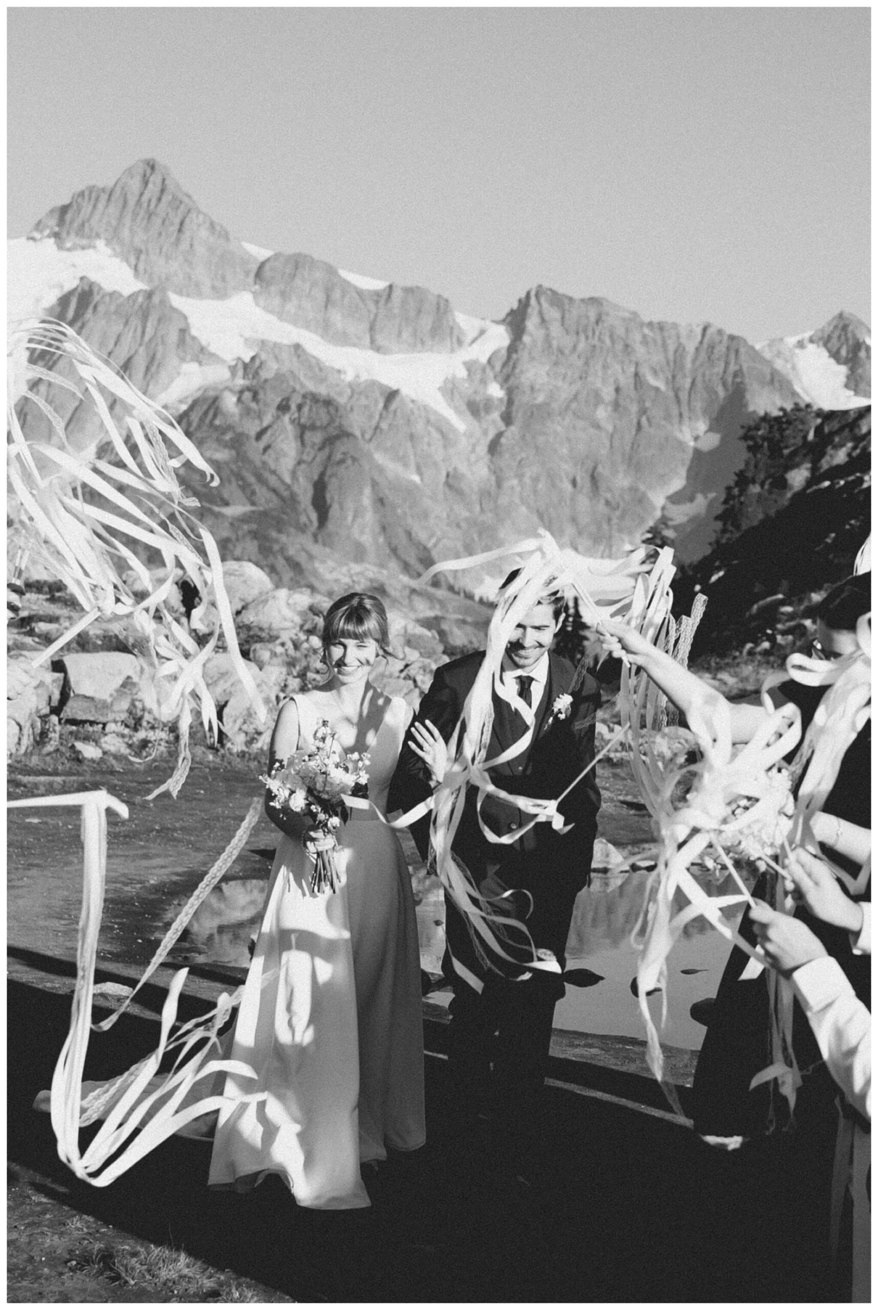 epic mountain top sunrise wedding near mount baker at artist point hiking trail in deming washington by josh and andrea photography